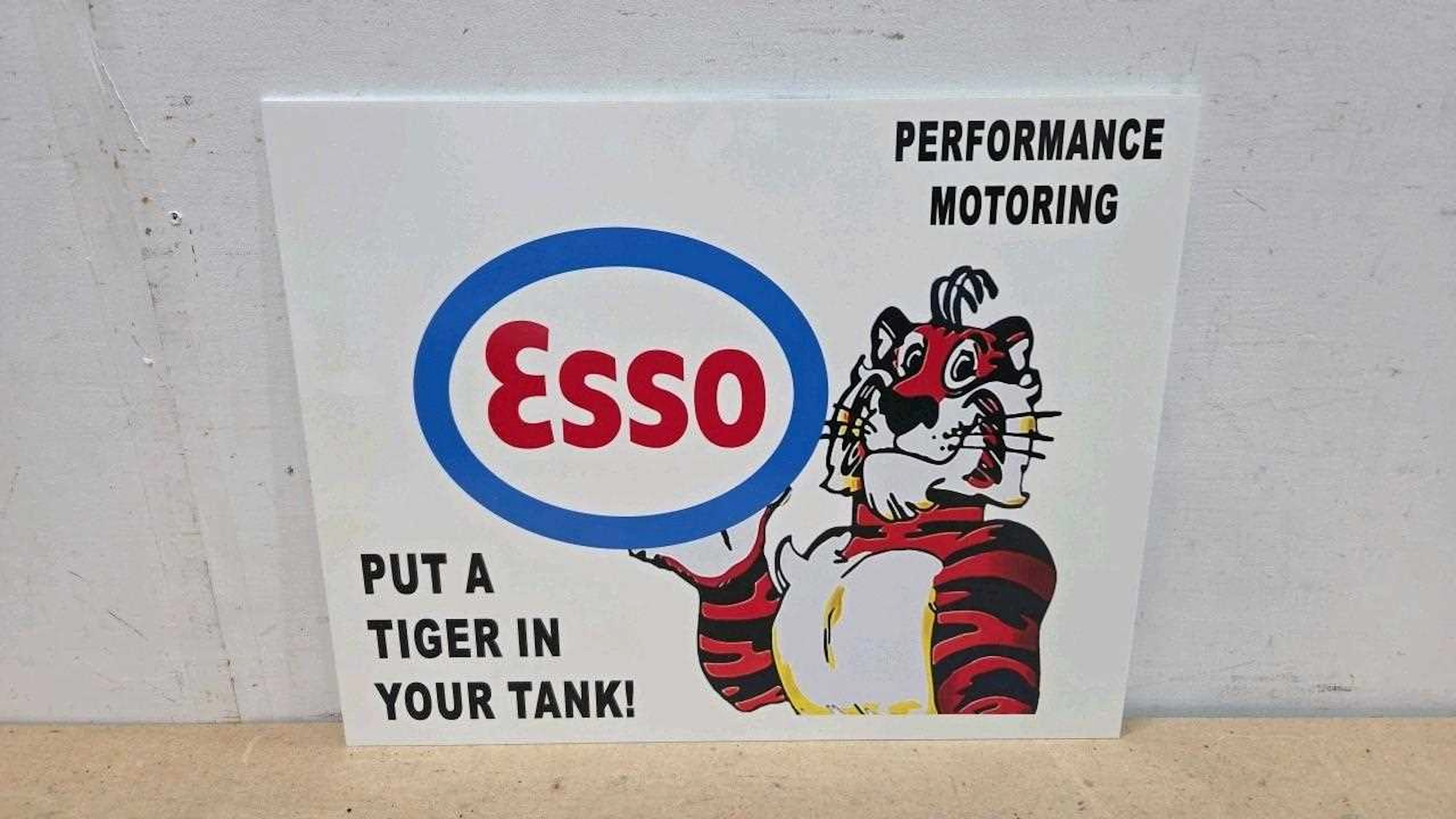ESSO PUT A TIGER IN YOUR TANK, REPRO PERSPEX SIGN 20" X 16"