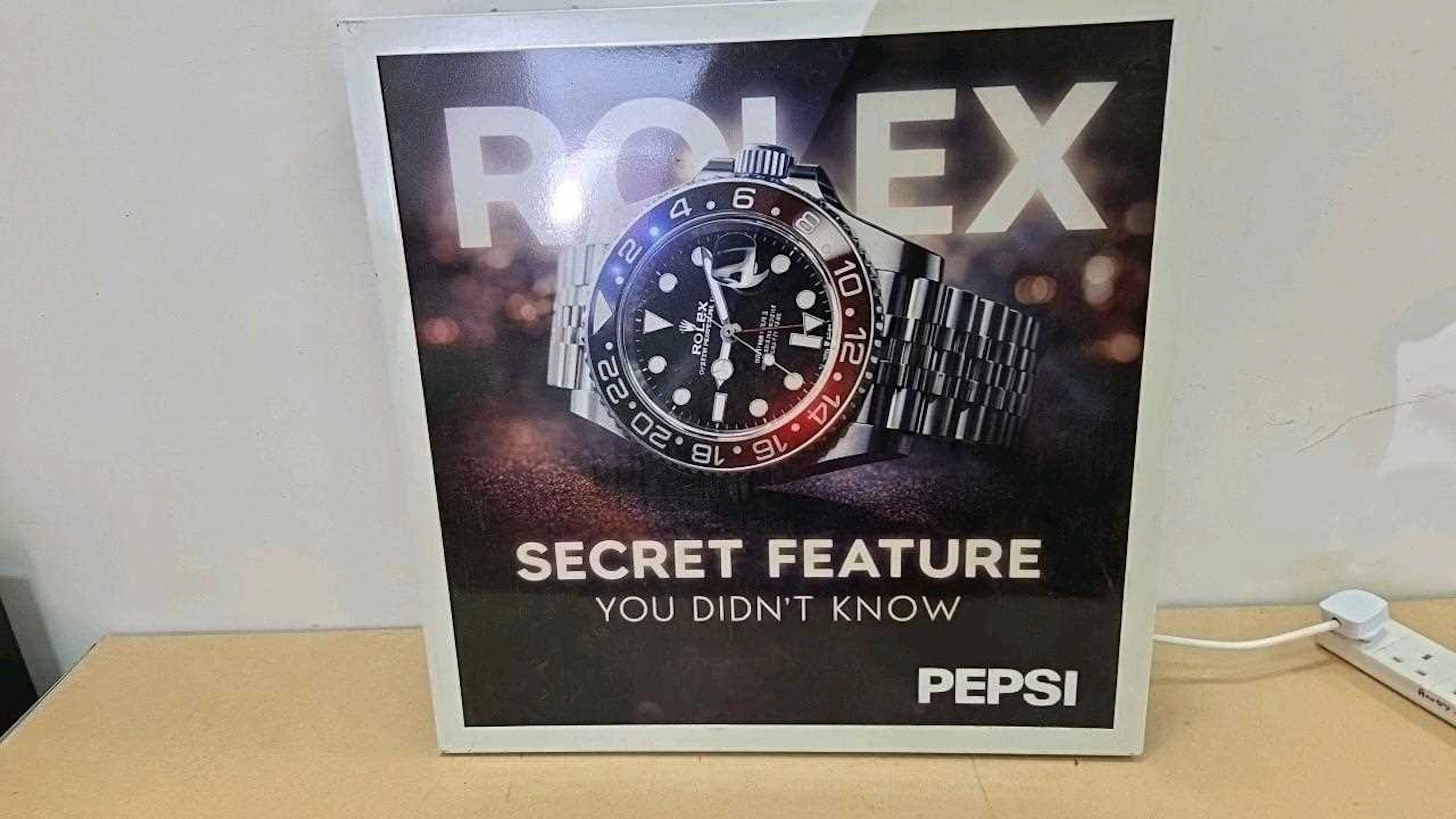 ROLEX STYLE PEPSI LIGHT UP SIGN 24" X 24"