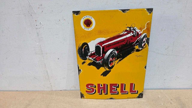 SHELL REPRO ENAMEL SIGN 15" X 11"