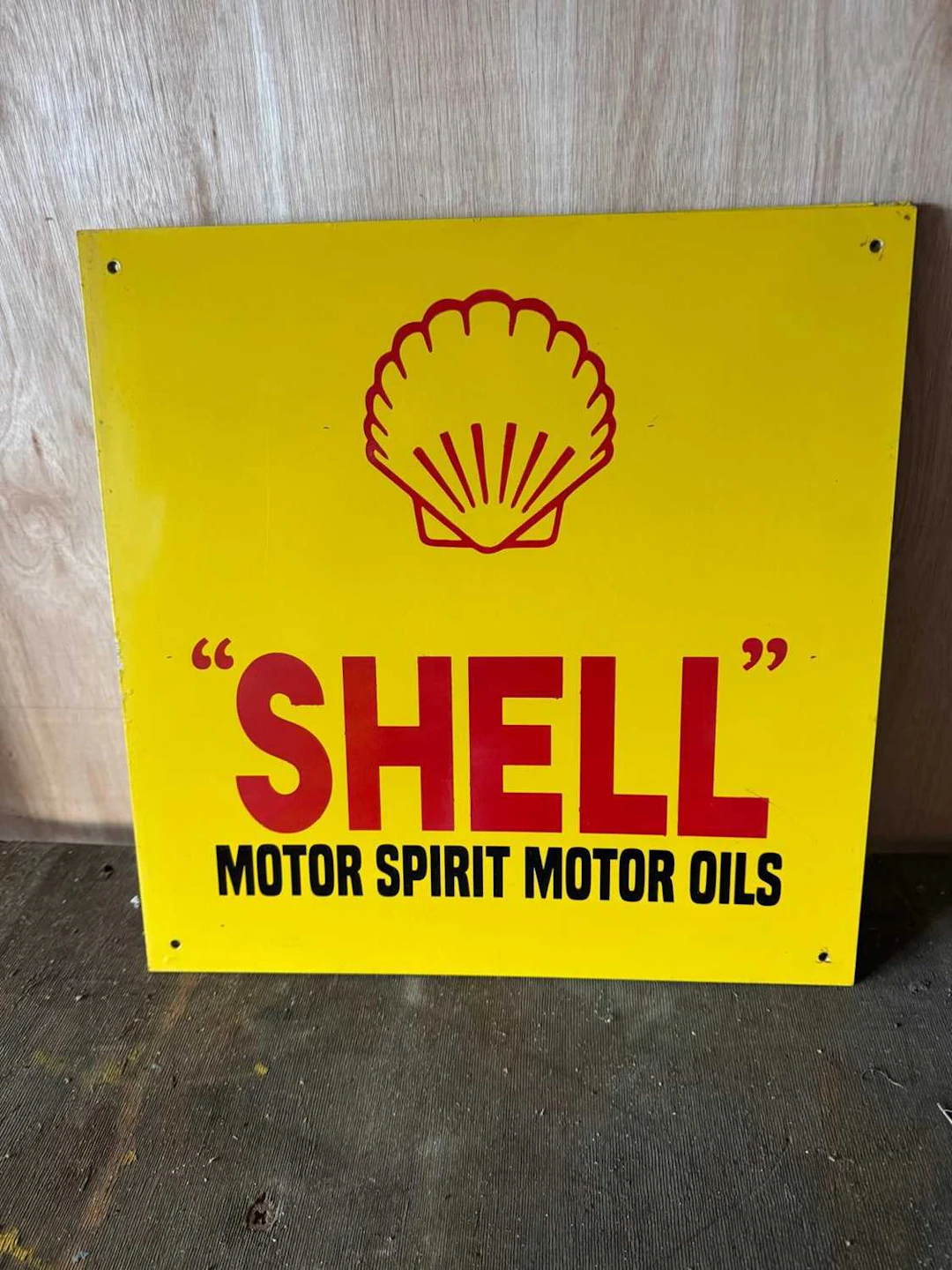SHELL MOTOR SPIRIT , PAINTED REPRO SIGN 18" X 18"