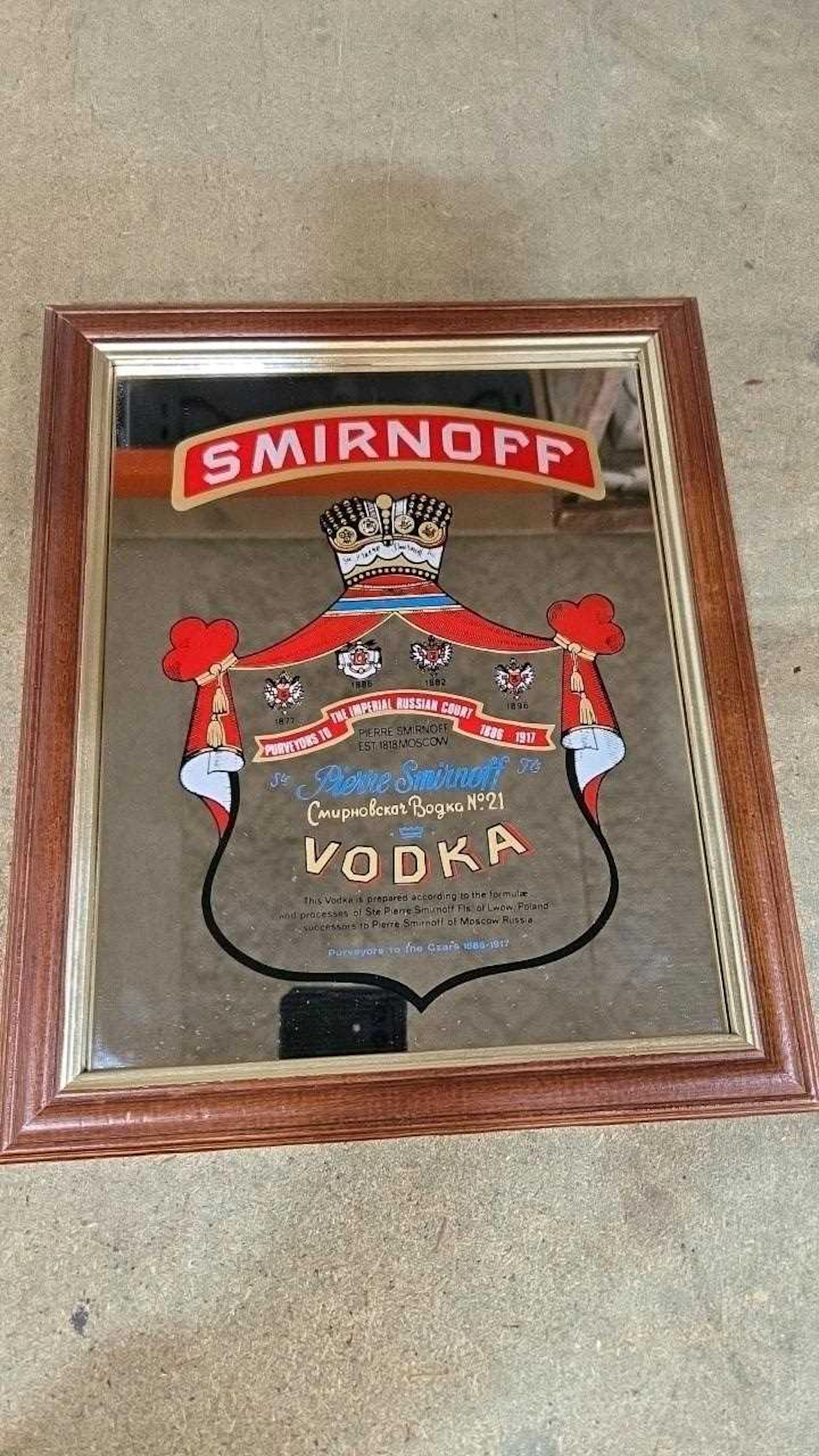 SMIRNOFF VODKA ADVERTISING MIRROR 12" X 10"