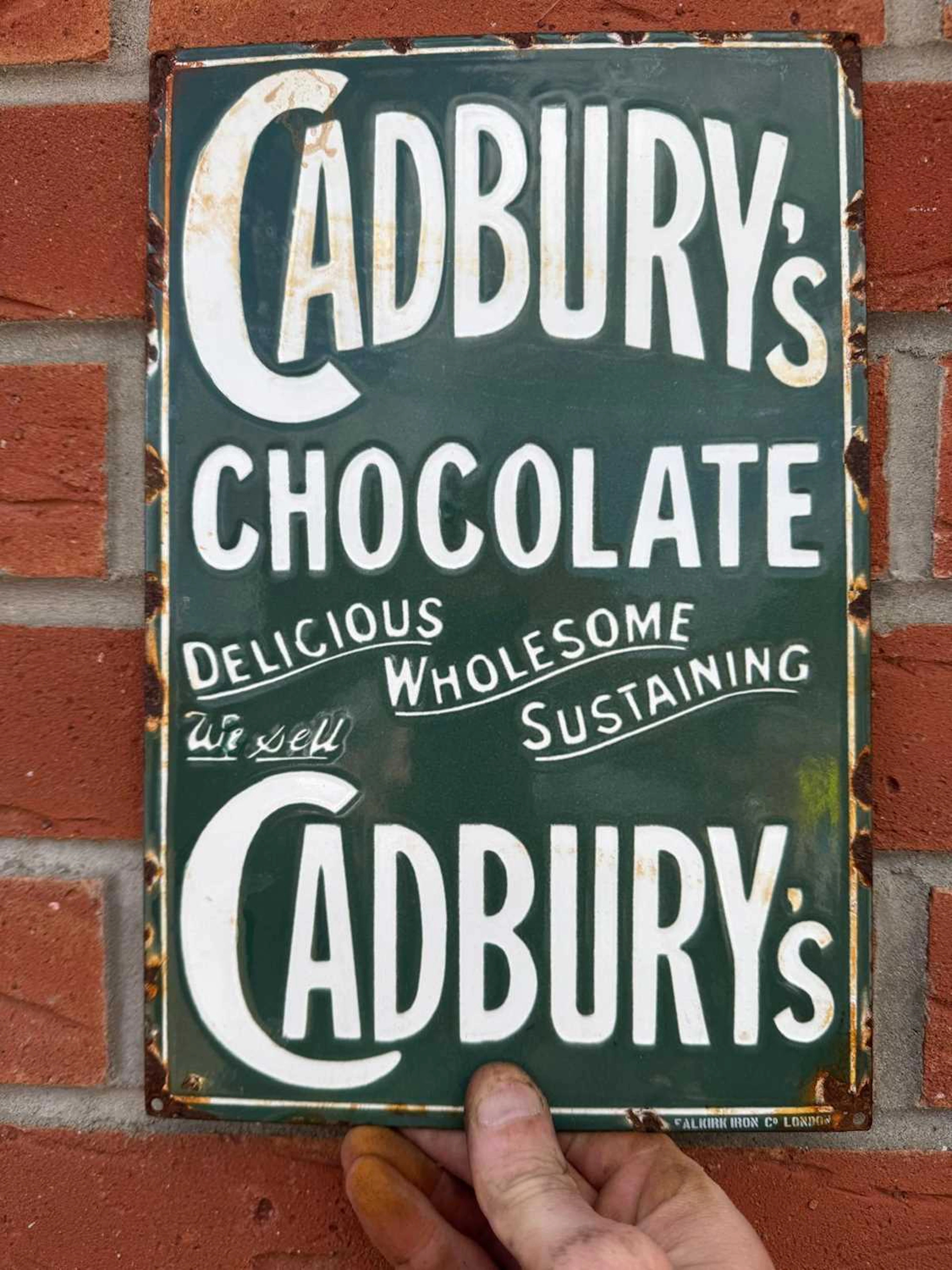 CADBURY'S CHOCOLATE ENAMEL REPRO SIGN 12" X 8"