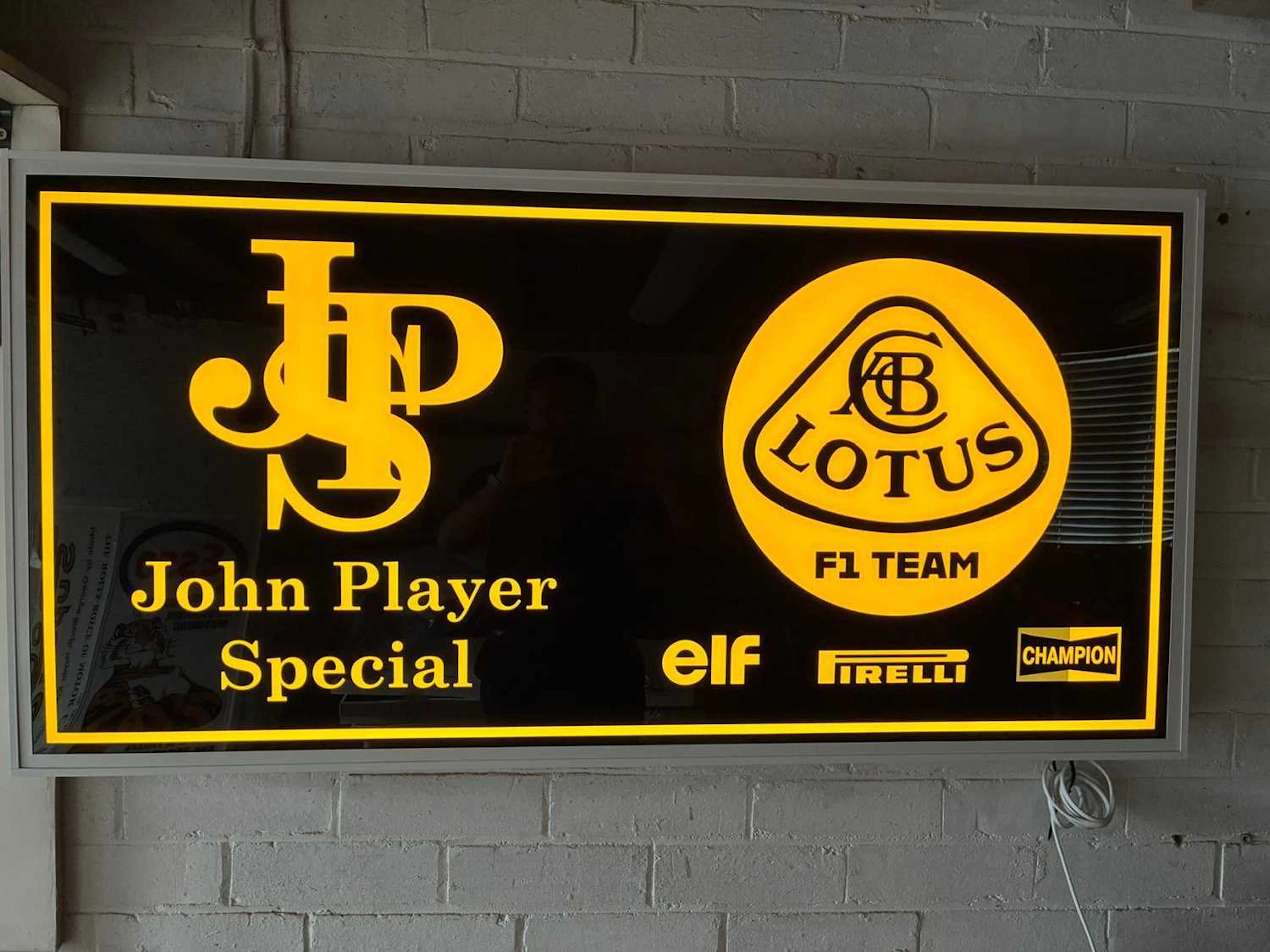 LOTUS FORMULA 1 JPS PADDOCK ILLUMINATED SIGN 48" X 24"