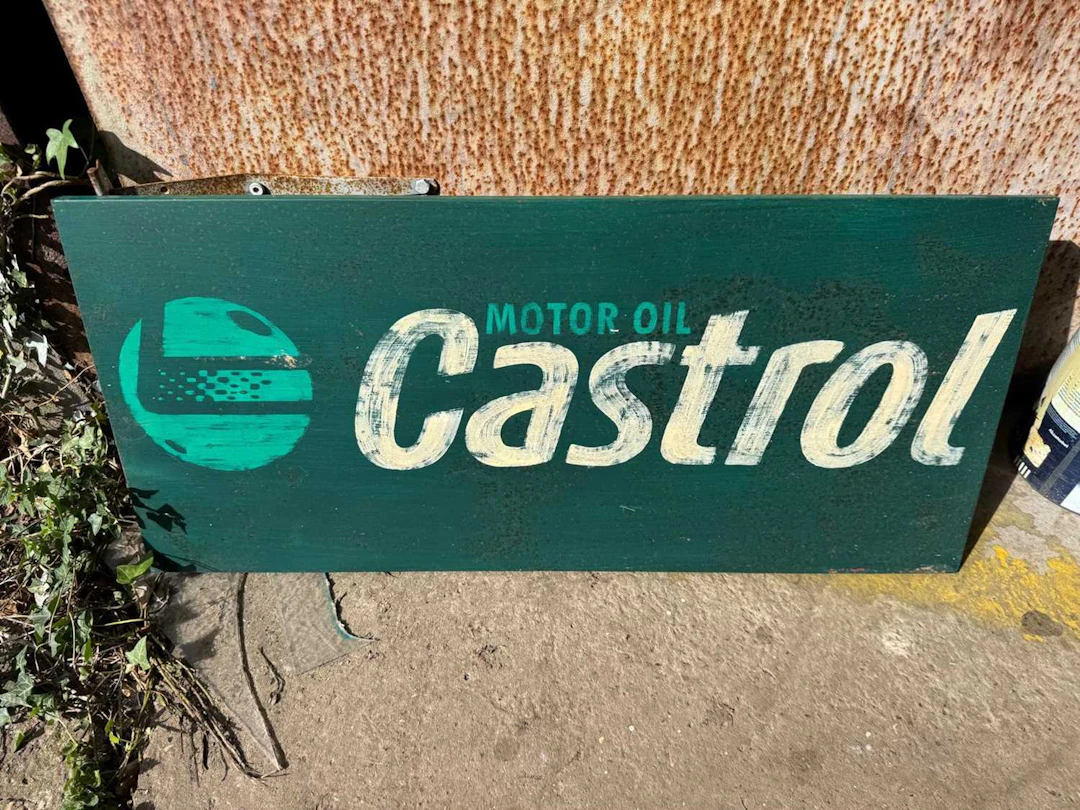CASTROL MOTOR OIL , REPRO METAL PAINTED SIGN 35" X 16"