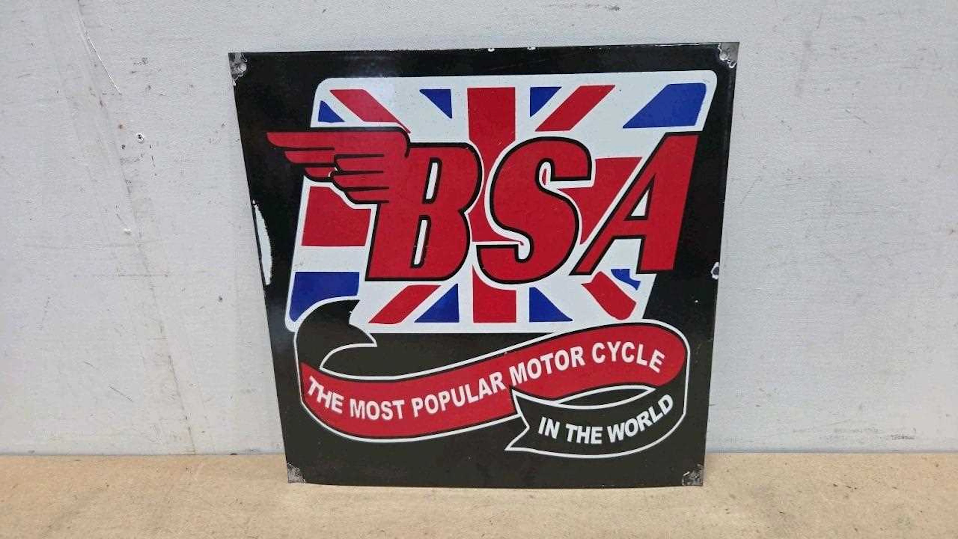 BSA REPRO ENAMEL SIGN 16" X 16"