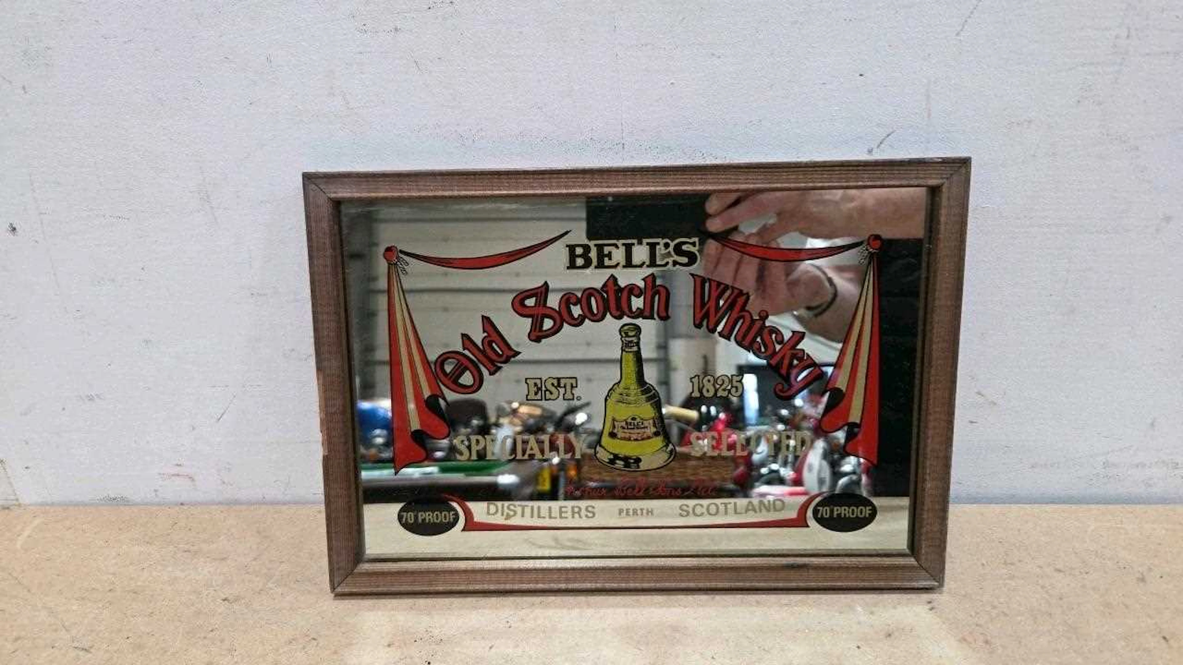 BELLS OLD SCOTCH WHISKEY MIRROR 13" X 9"