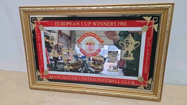 FRAMED MANCHESTER UNITED CLUB MIRROR 22" X 14"