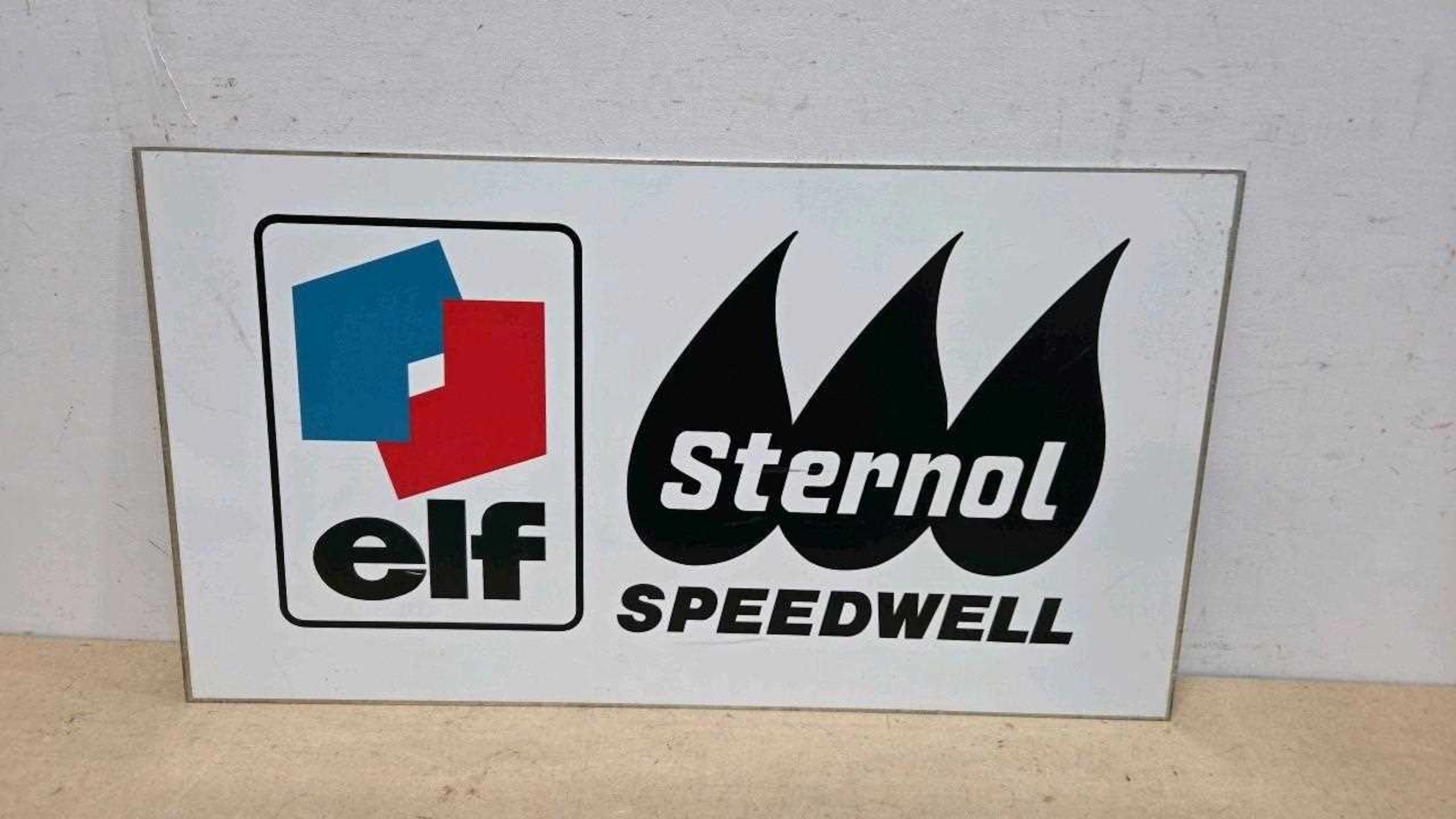 ELF OIL " STERNOL SPEEDWELL " ALLY SIGN 26" X 14"