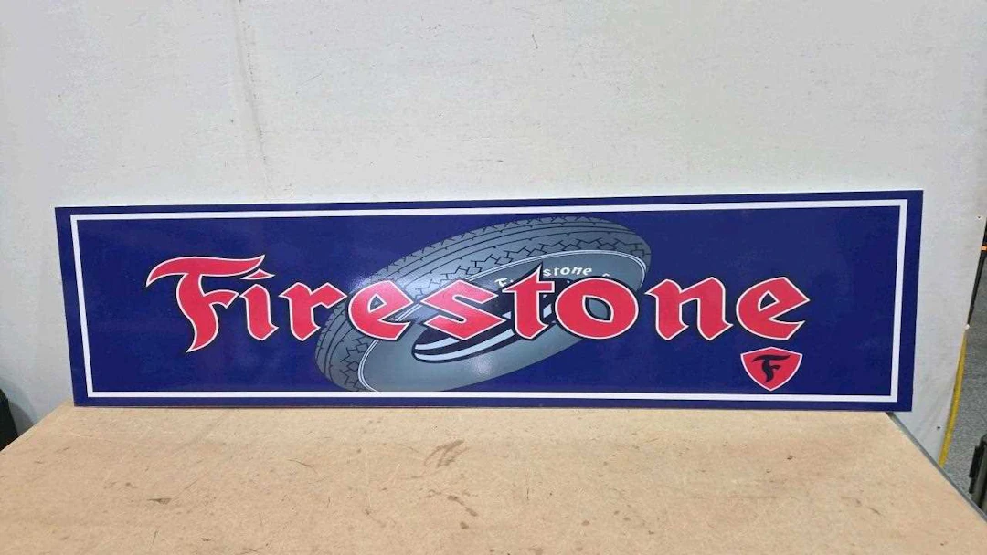 FIRESTONE LARGE REPRO ALLY SIGN 59" X 14"