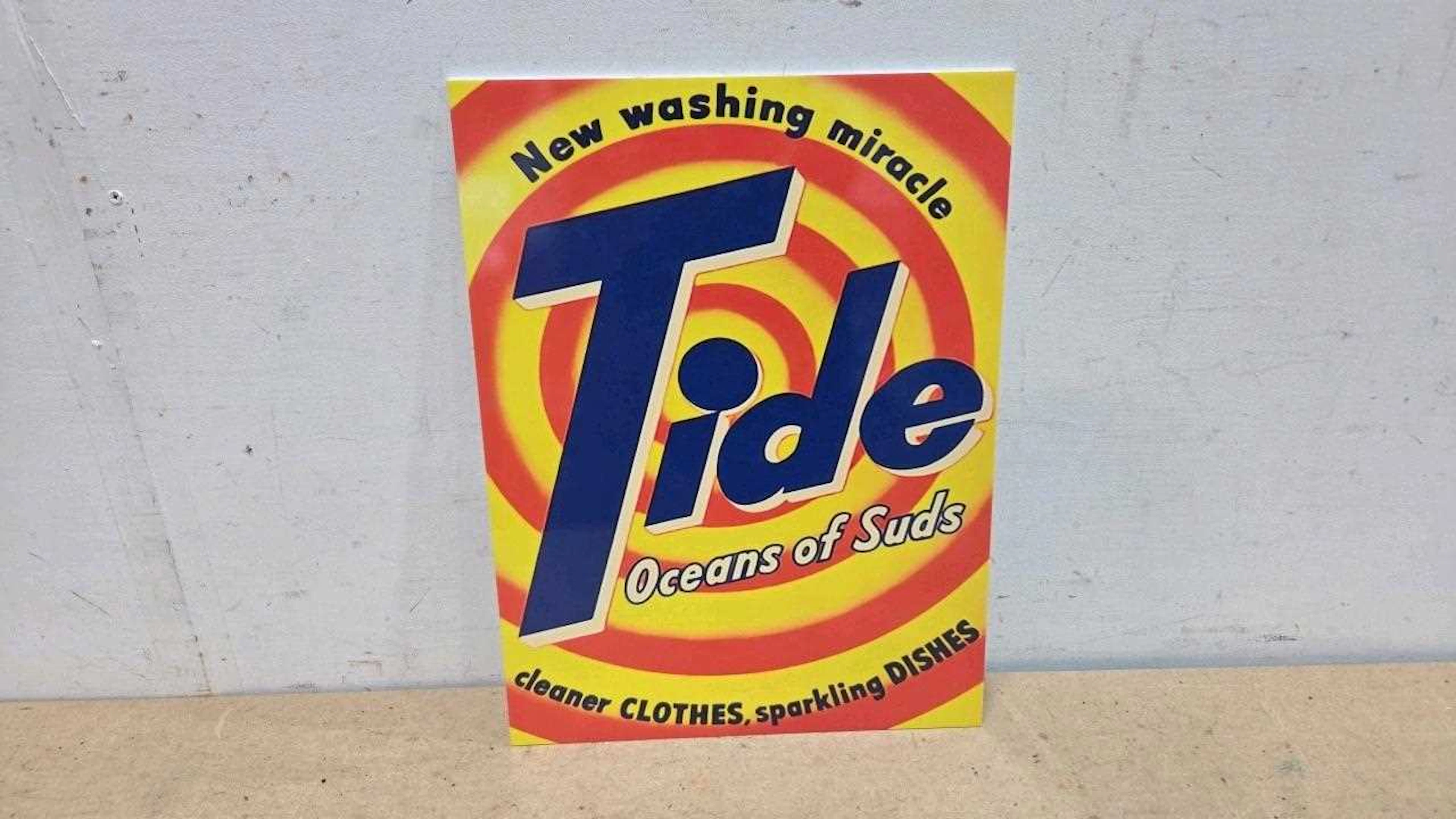 TIDE OCEANS OF SUDS , REPRO PERSPEX SIGN 16" X 12"