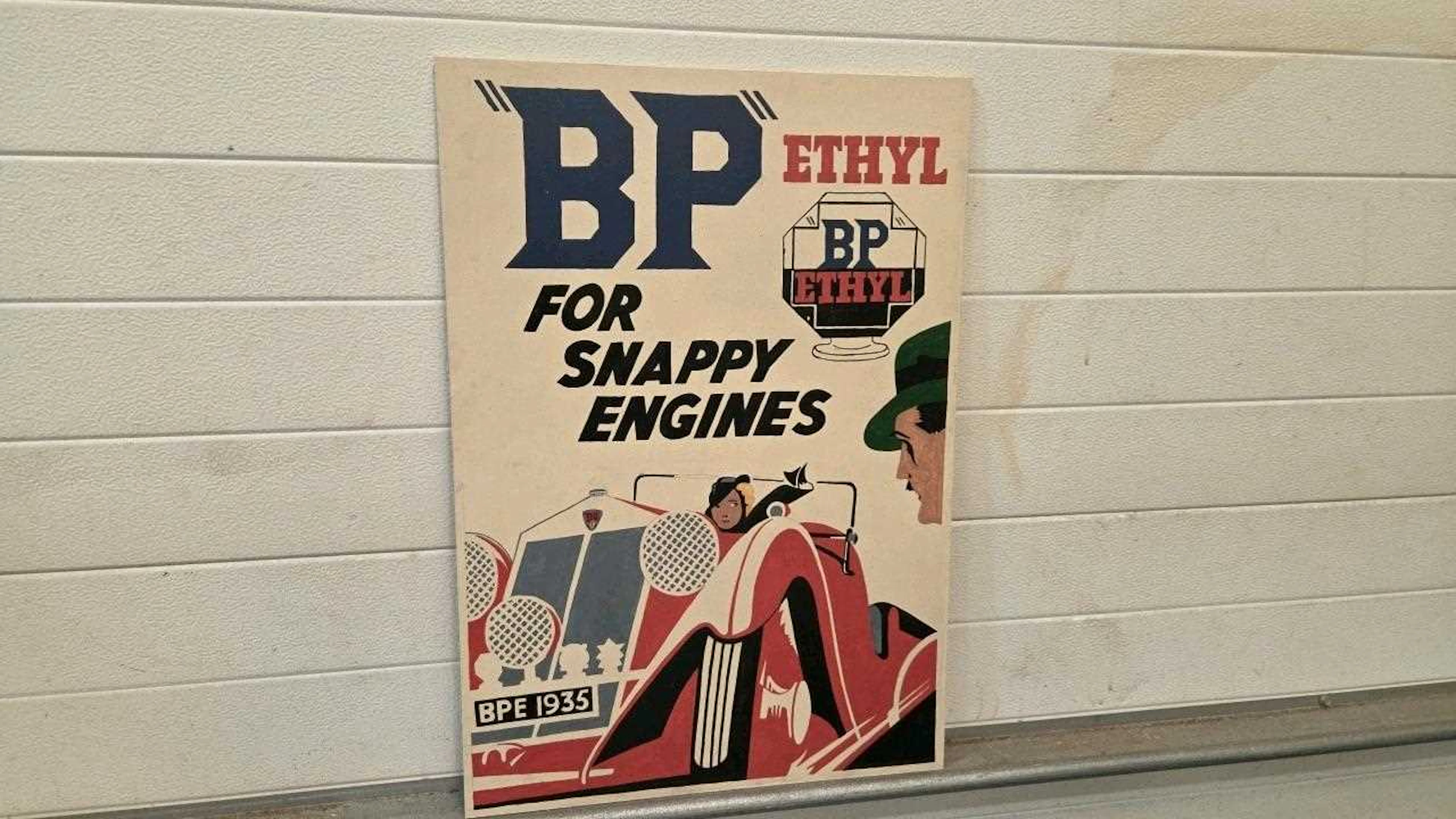 WOODEN HAND PAINTED , BP FOR SNAPPY ENGINES SIGN 28" X 20"