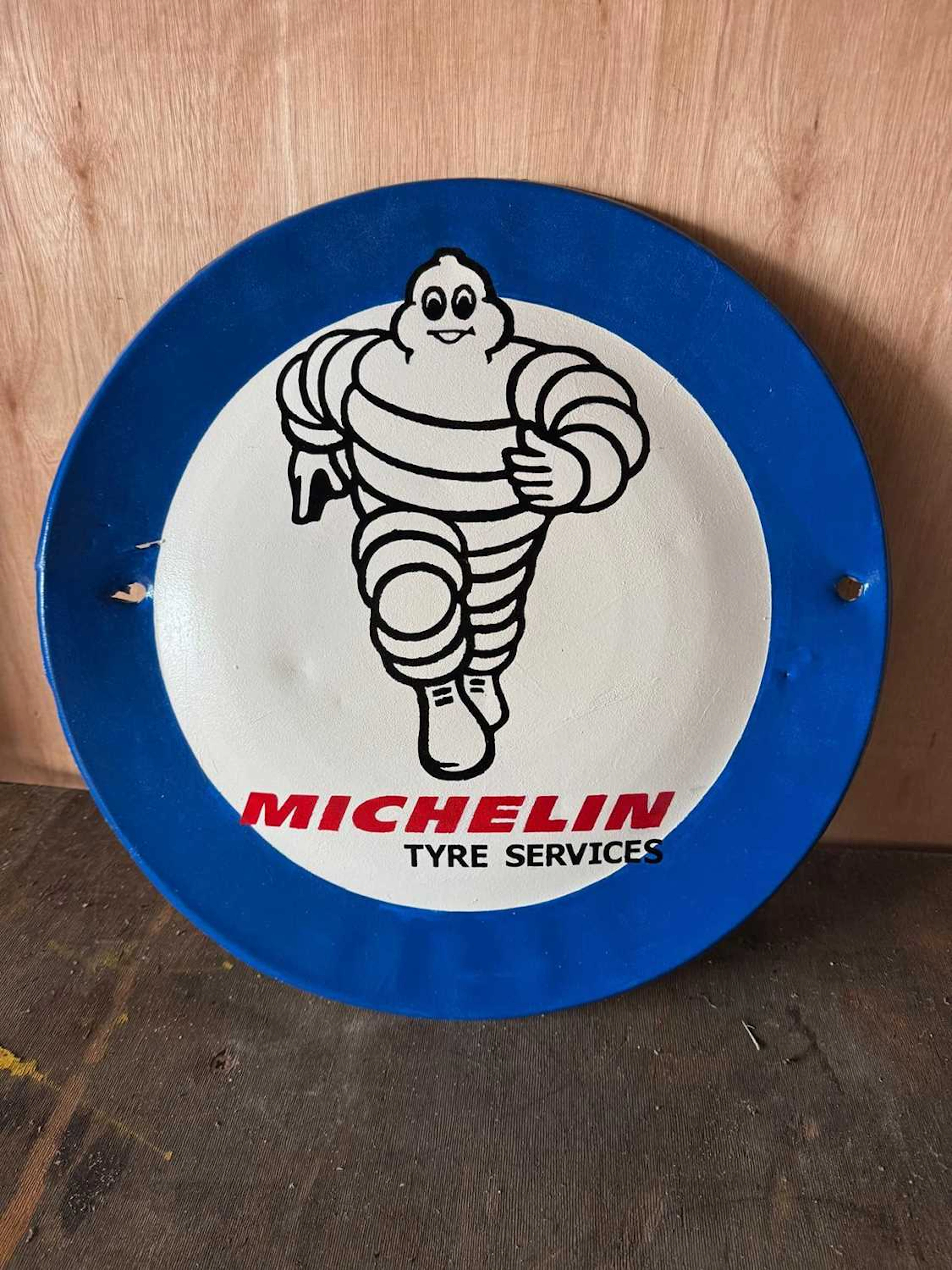 MICHELIN TYRE SERVICE , PAINTED REPRO SIGN 24" DIA