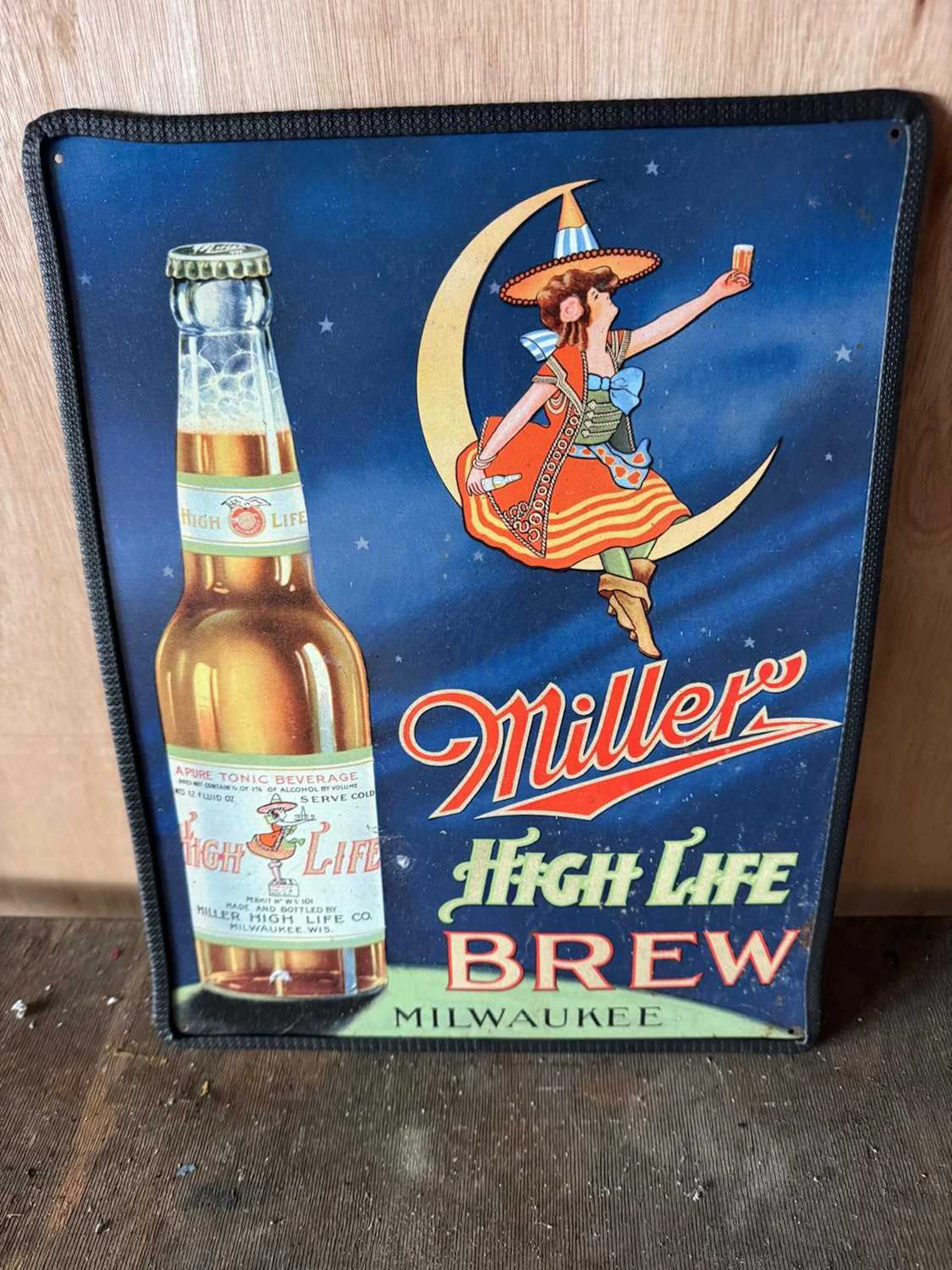 MILLER HIGH LIFE BREW TIN REPRO SIGN 23" X 13"