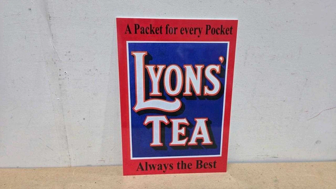 LYON'S TEA REPRO PESPEX SIGN 20" X 14"