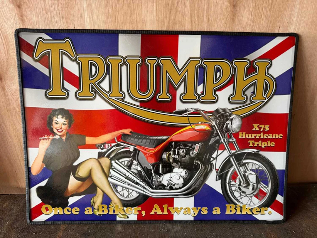 TRIUMPH TIN REPRO SIGN 28" X 20"