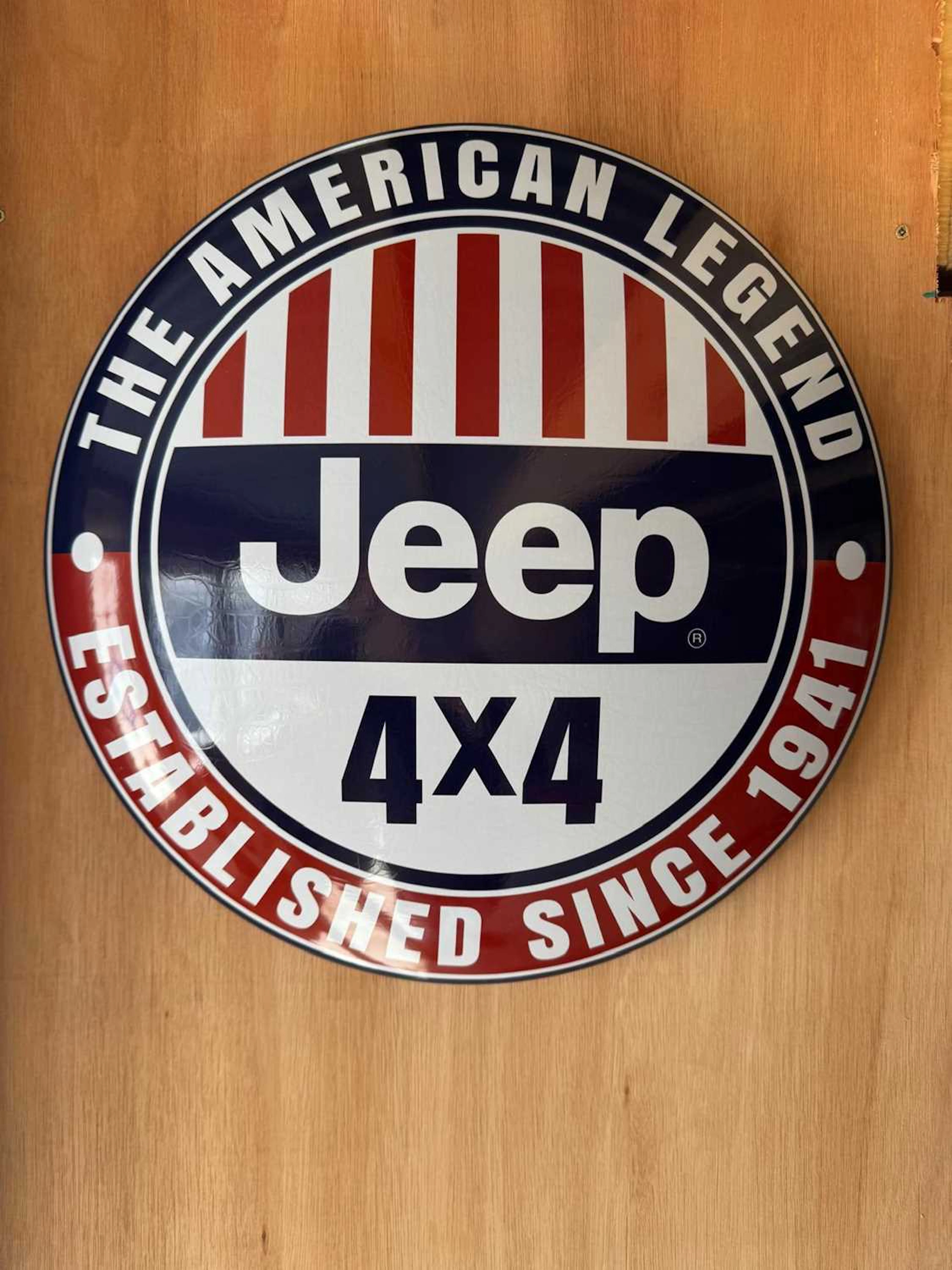 JEEP 4X4 TIN SIGN 16" DIA