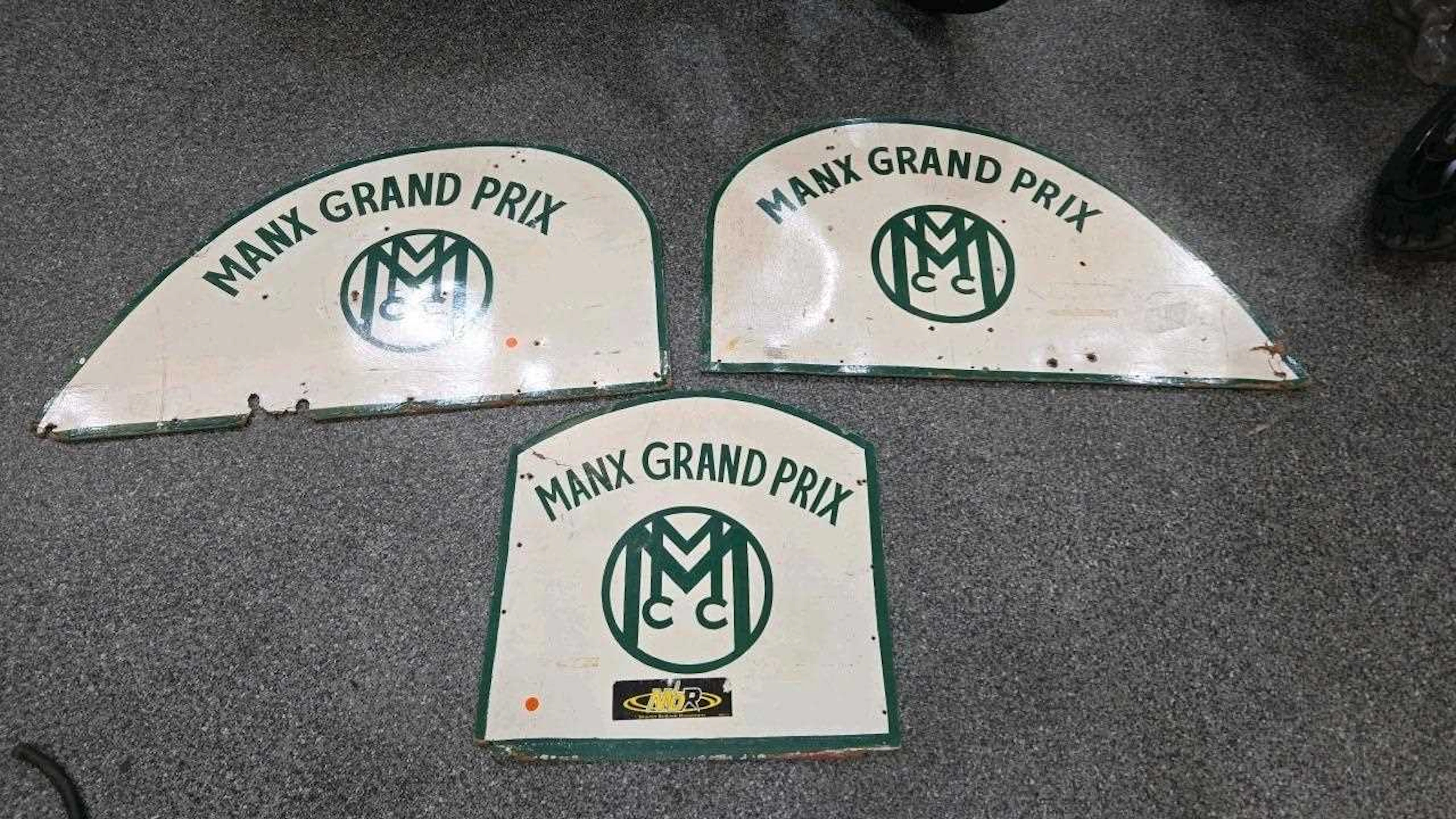 MANX GRAND PRIX ORIGINAL SIGN , IN 3 SECTIONS ON HARDBOARD