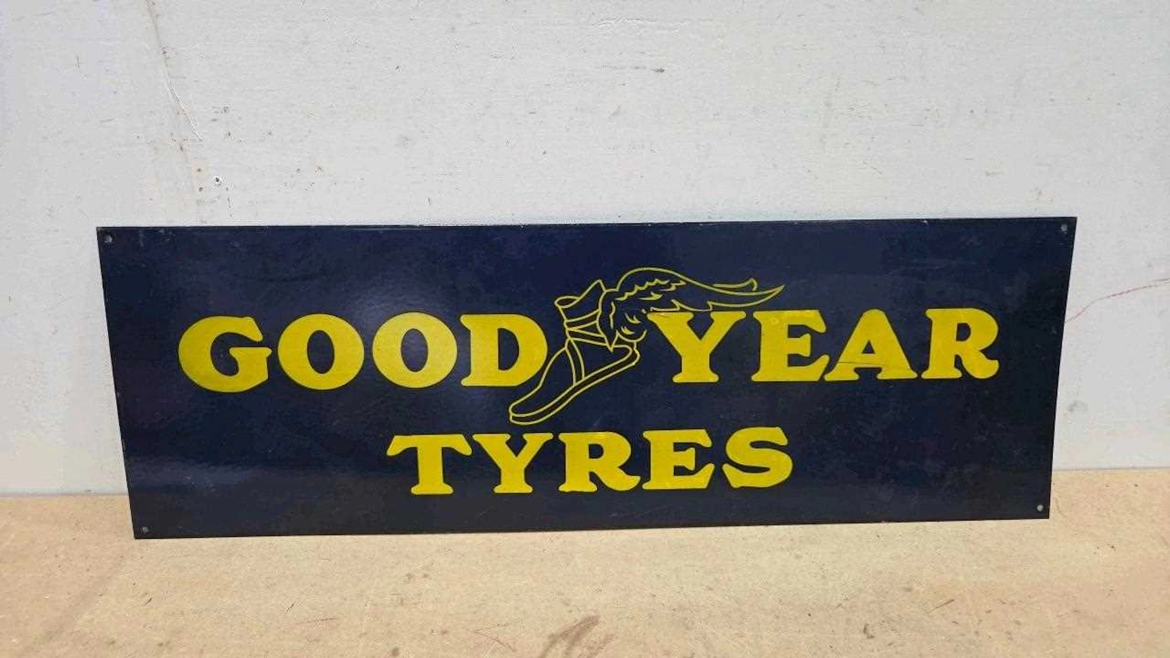 GOOD YEAR TYRES REPRO EANMEL SIGN 36" X 12"