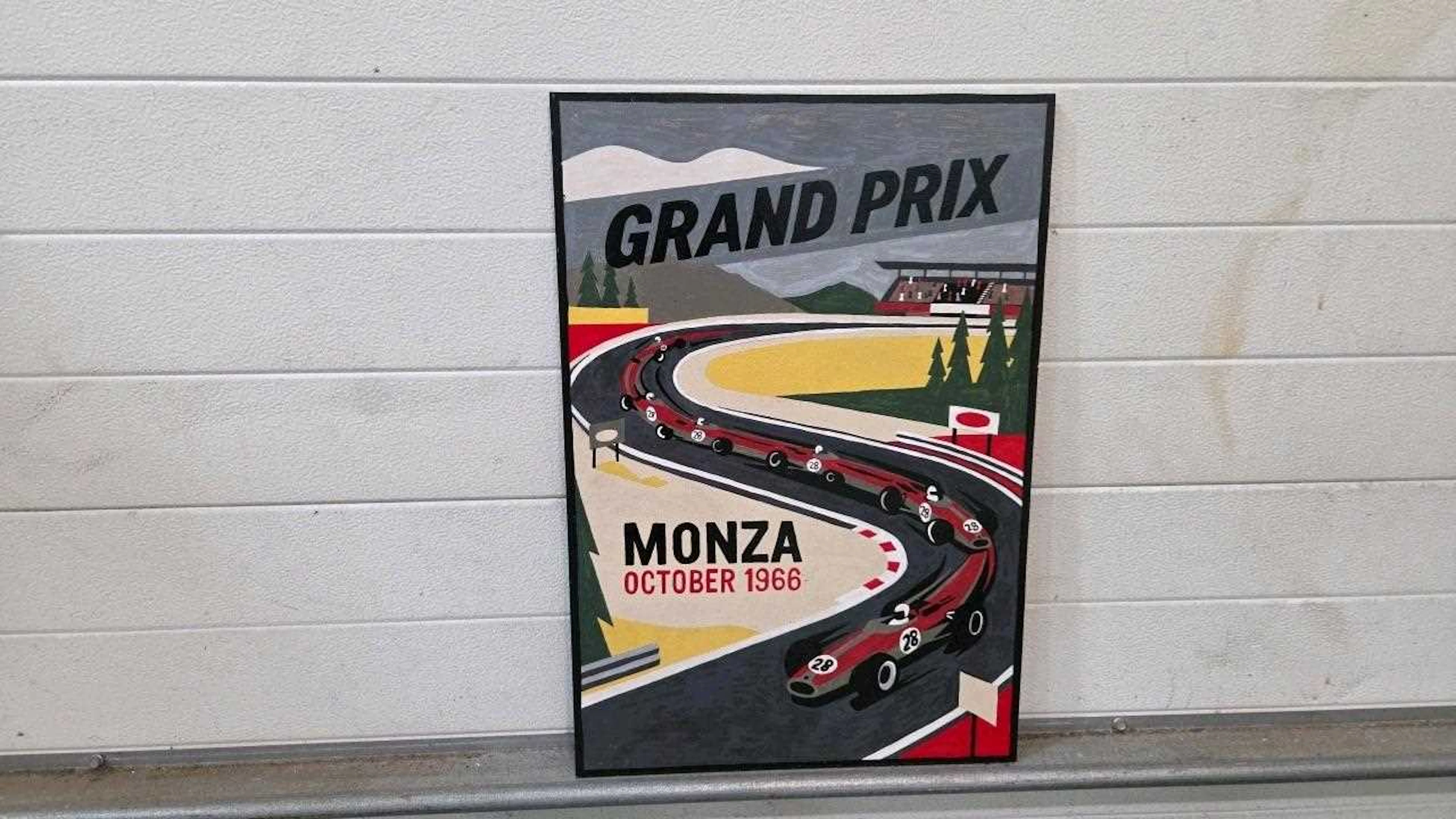 WOODEN HAND PAINTED, MONZA GRAND PRIX SIGN 24" X 20"
