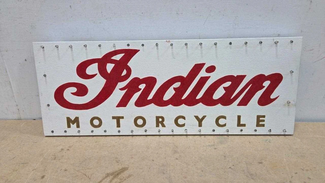 WOODEN HAND PAINTED , INDIAN MOTOR CYCLES SIGN