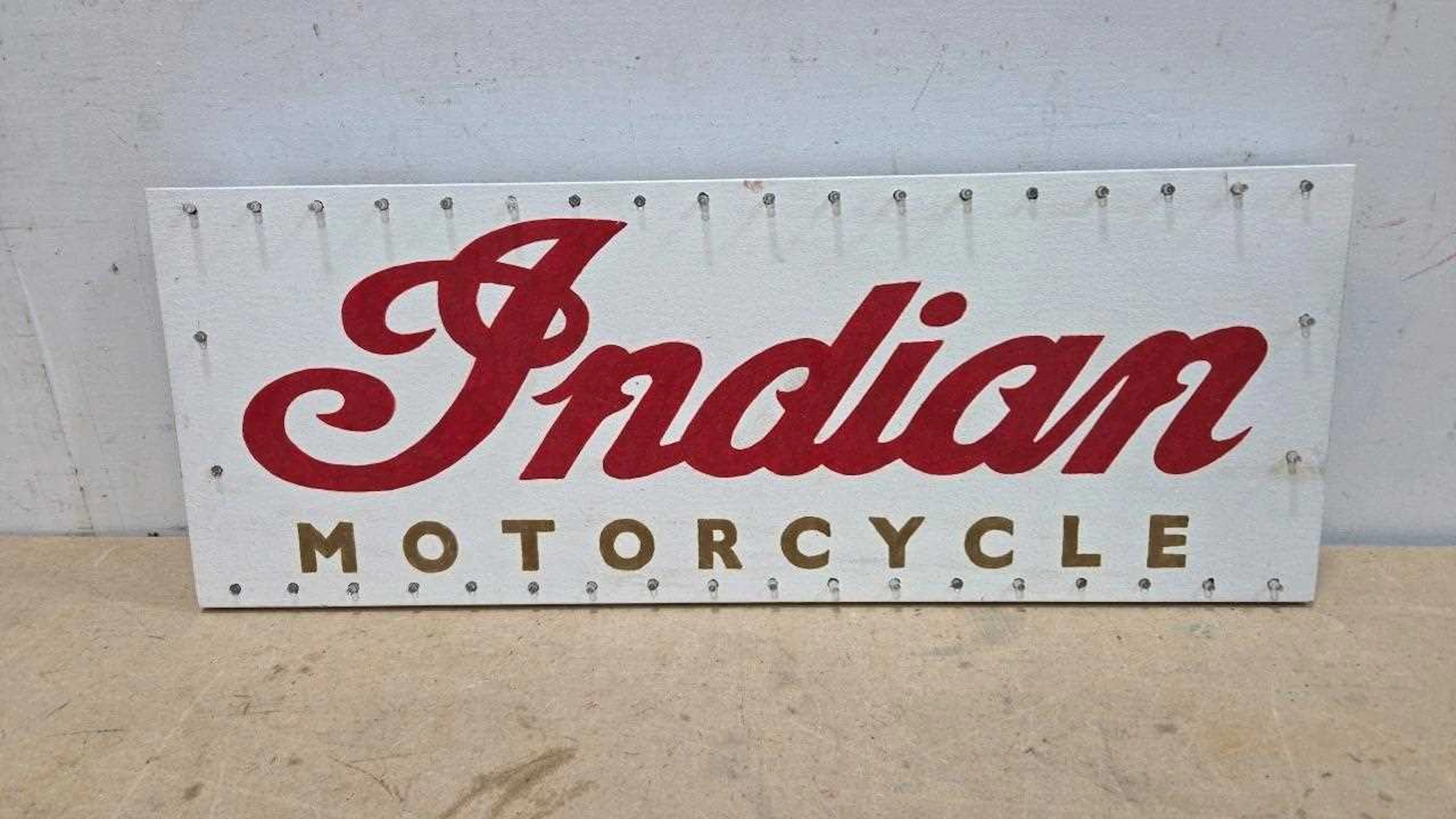 WOODEN HAND PAINTED , INDIAN MOTOR CYCLES SIGN