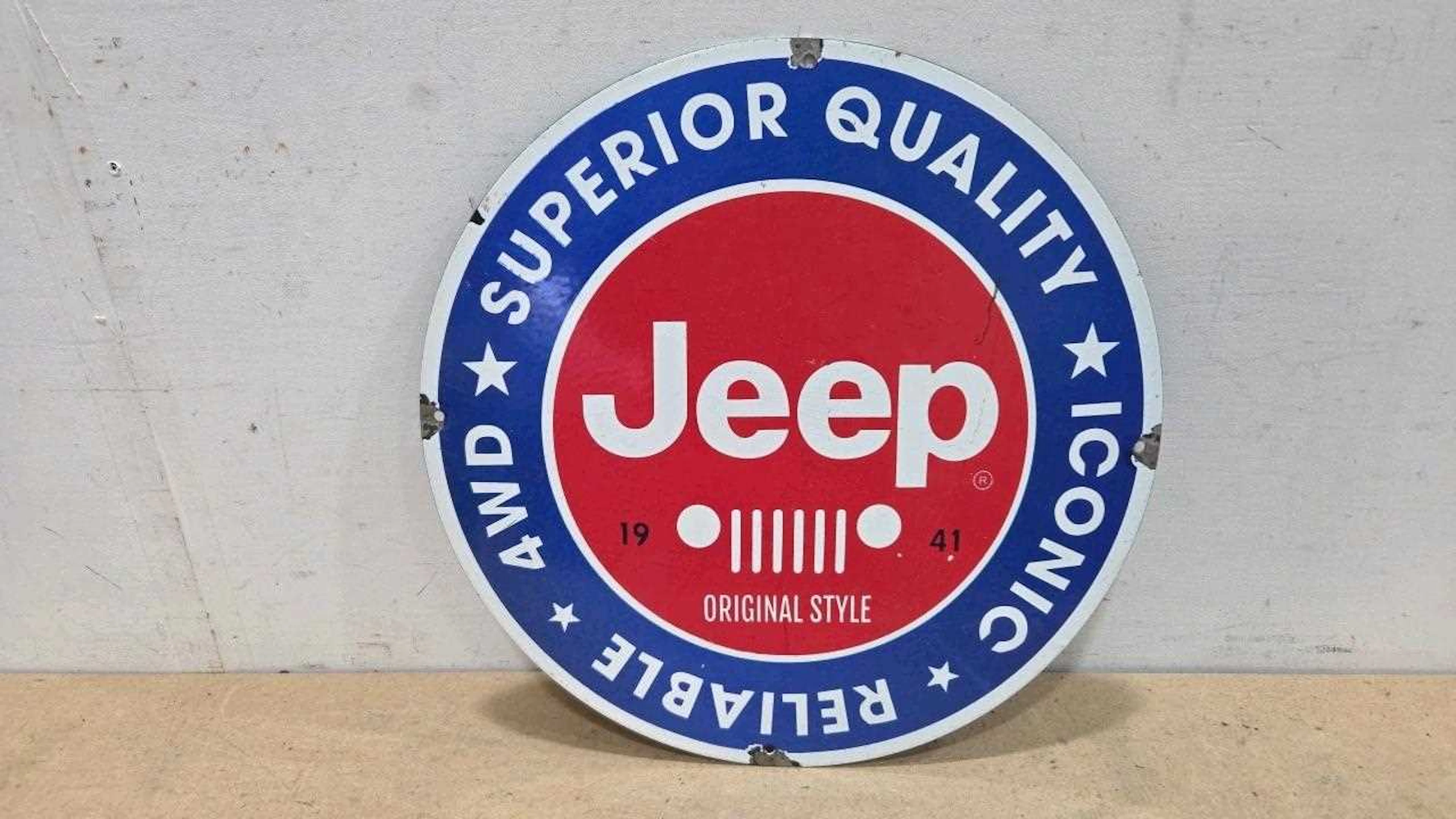 JEEP ENAMEL REPRO SIGN 16" DIA