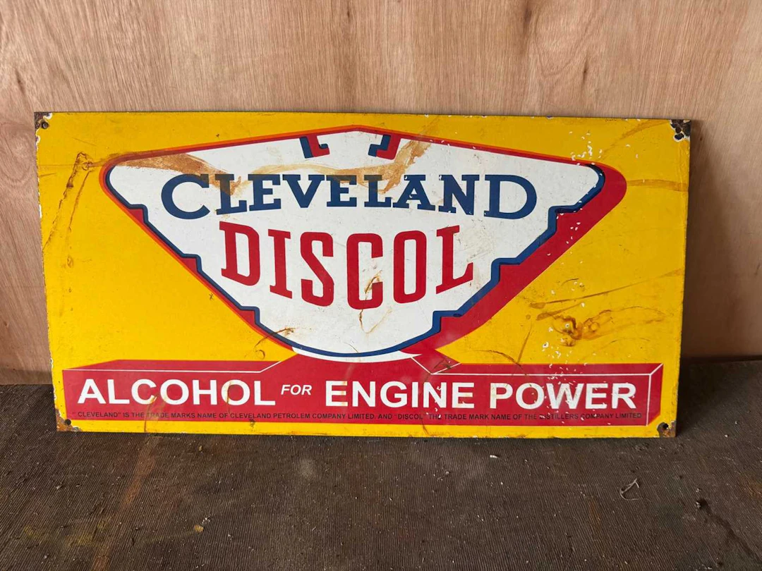 CLEVELAND DISCOL REPRO ENAMEL SIGN 24" X 12"