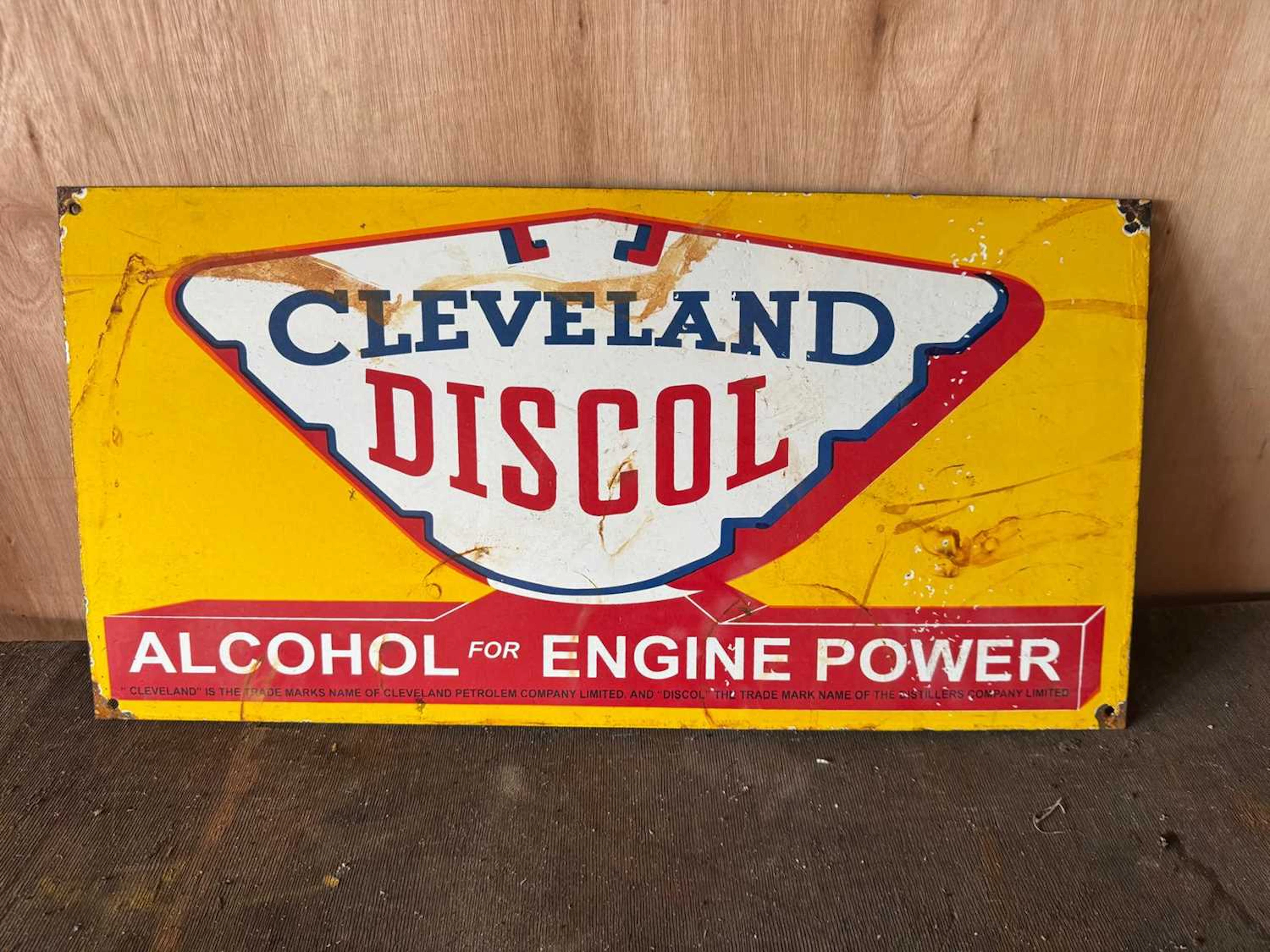 CLEVELAND DISCOL REPRO ENAMEL SIGN 24" X 12"