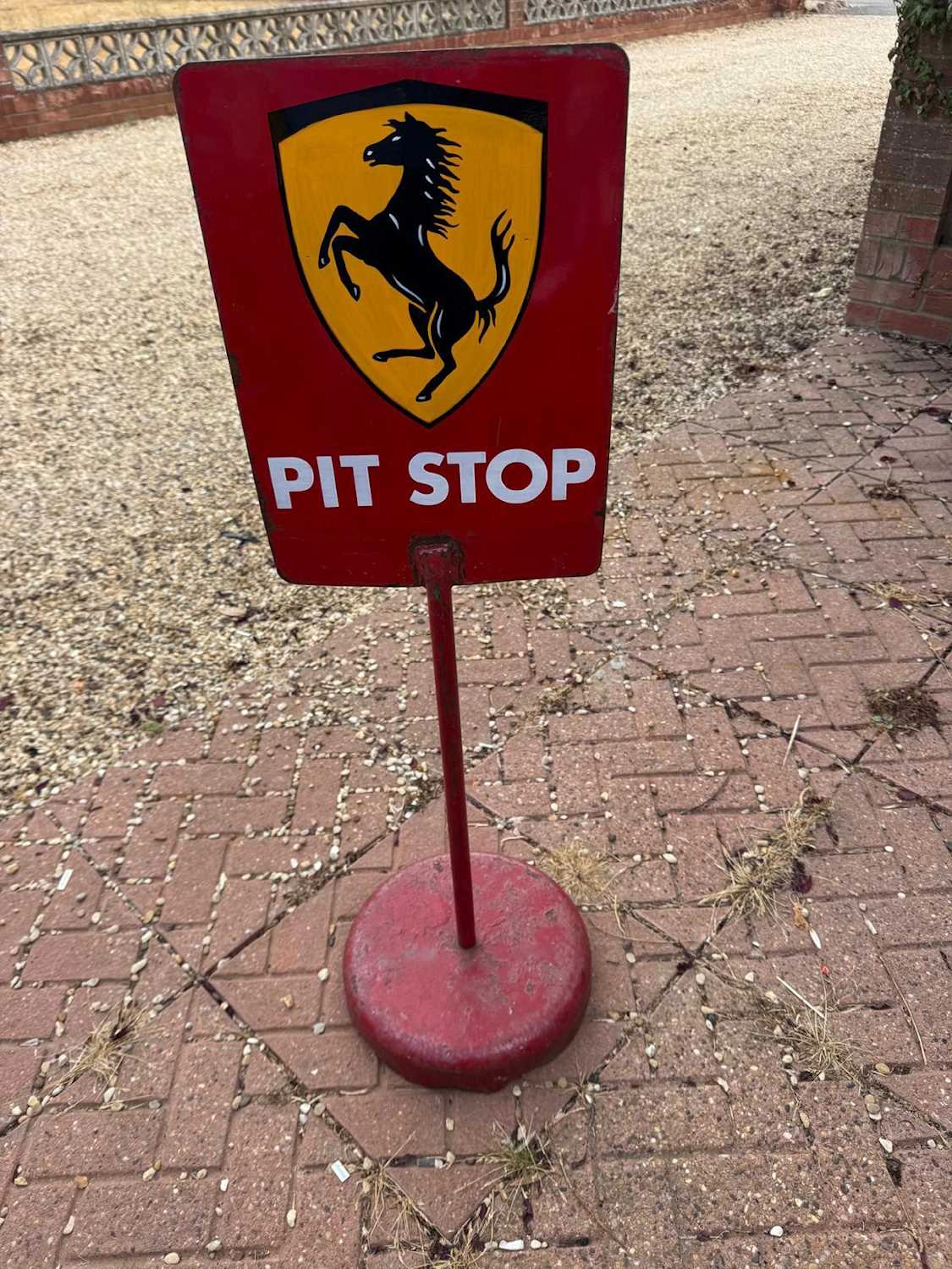 FERRARI , DOUBLE SIDED PIT STOP SIGN 39" TALL