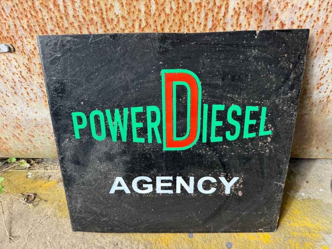 POWER DIESEL AGENCY , DOUBLE SIDED PAINTED SIGN 18" X 16"