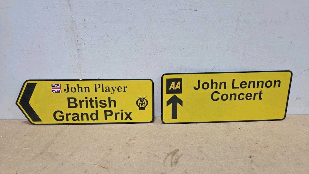 PAIR OF ALLY COMPOSITE AA REPRO SIGNS APPROX 21" X 8"