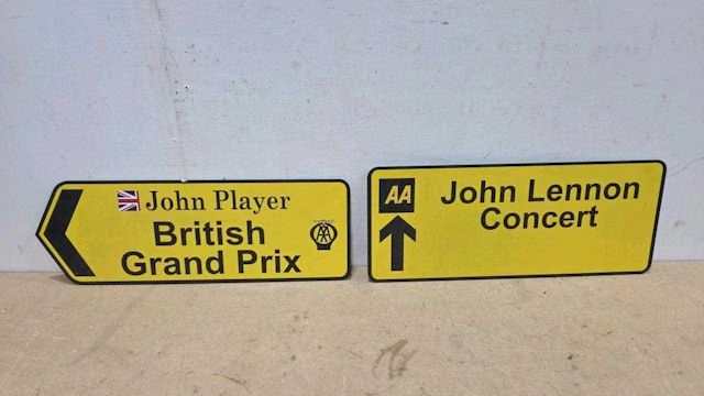 PAIR OF ALLY COMPOSITE AA REPRO SIGNS APPROX 21" X 8"