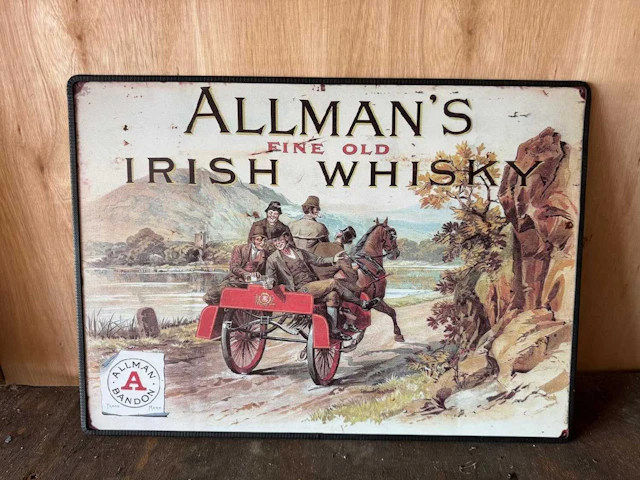 ALL MAN'S IRISH WHISKY, METAL REPRO SIGN 28" X 20"