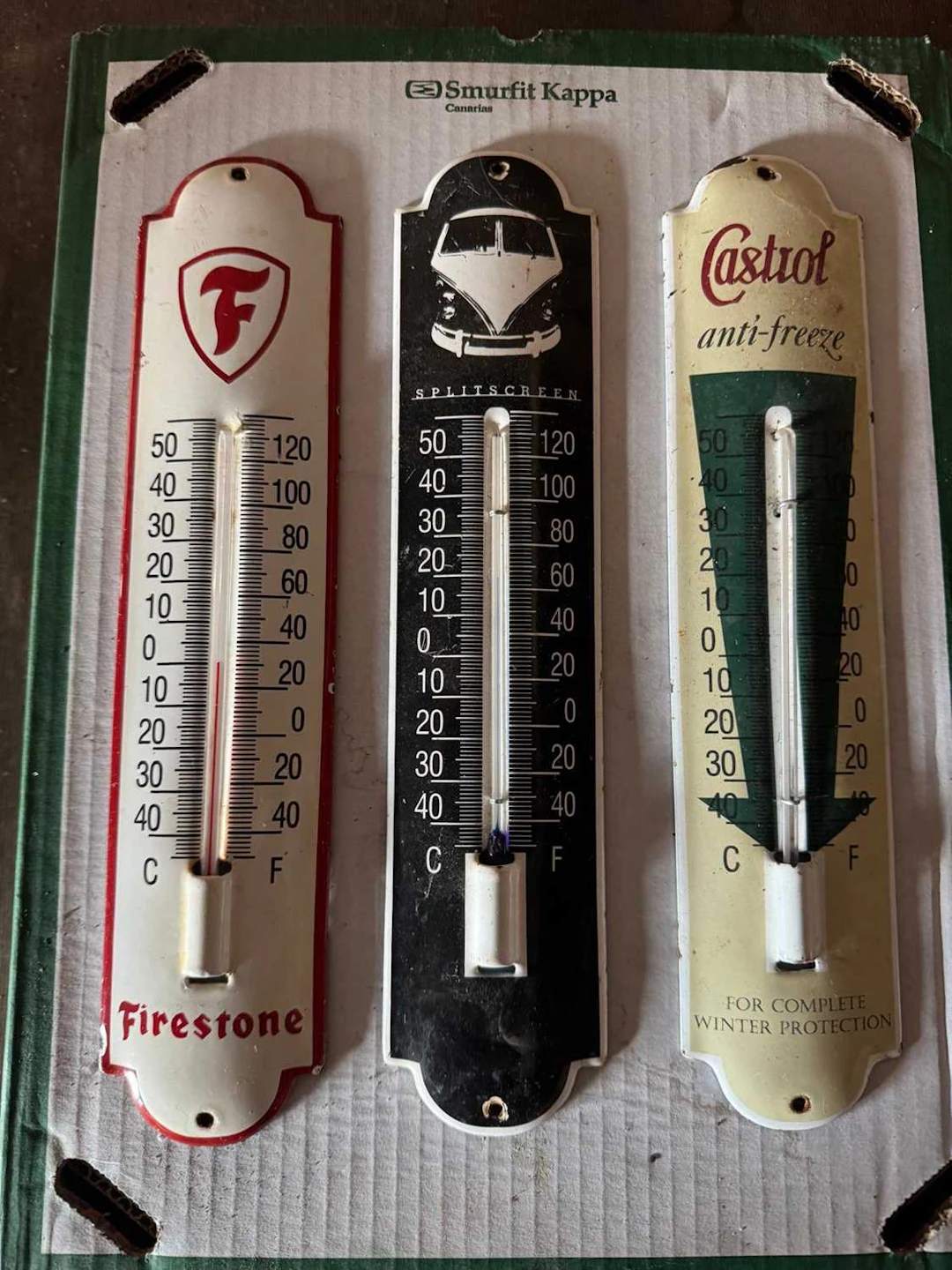3X SMALL ENAMEL THERMOMETERS 12" X 2.5"