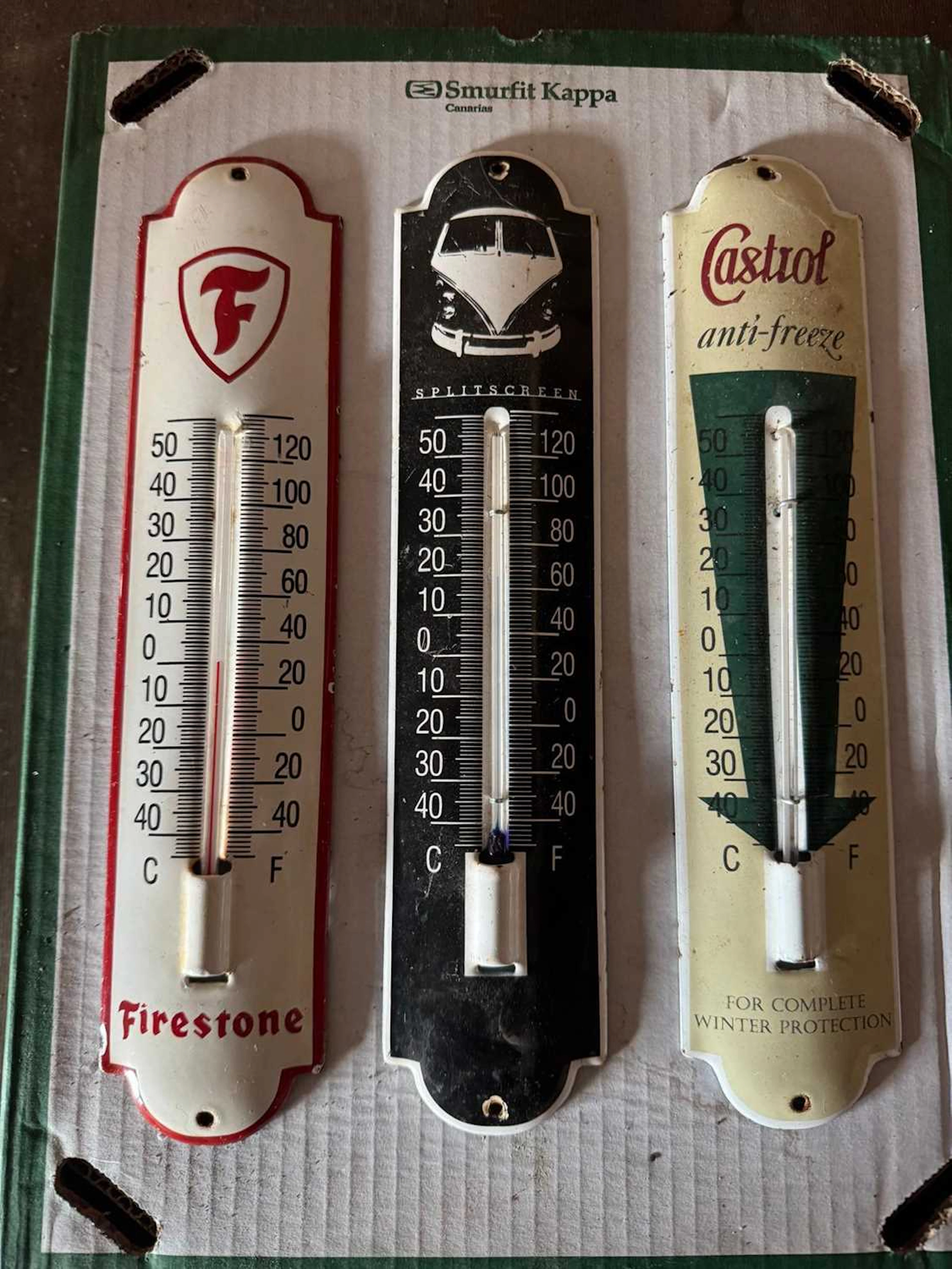 3X SMALL ENAMEL THERMOMETERS 12" X 2.5"
