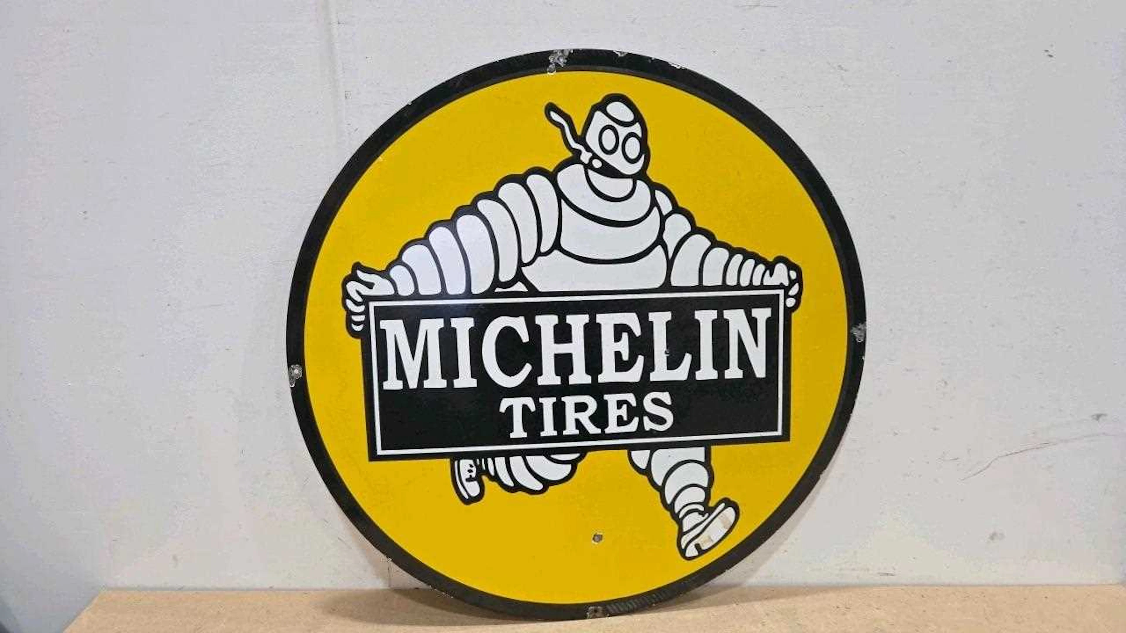 MICHELIN TIRES REPRO ENAMEL SIGN 30" DIA