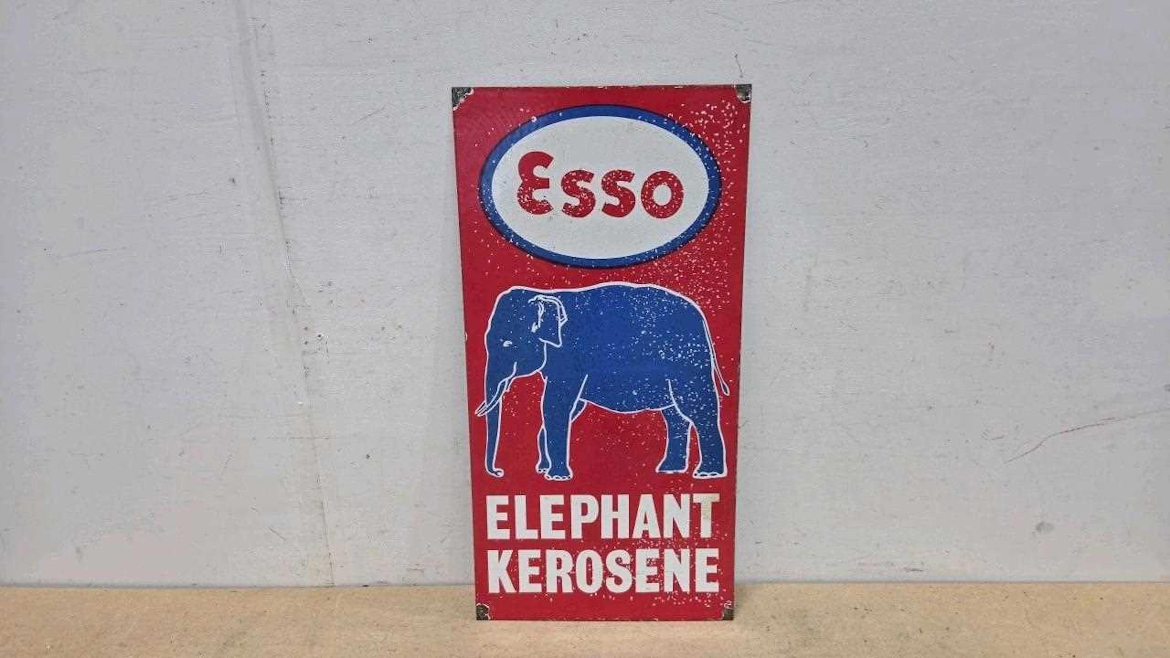 ESSO ELEPHANT KEROSENE , REPRO ENAMEL SIGN 24" X 12"