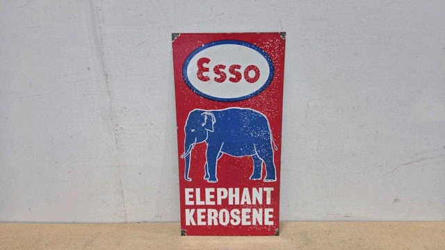 ESSO ELEPHANT KEROSENE , REPRO ENAMEL SIGN 24" X 12"