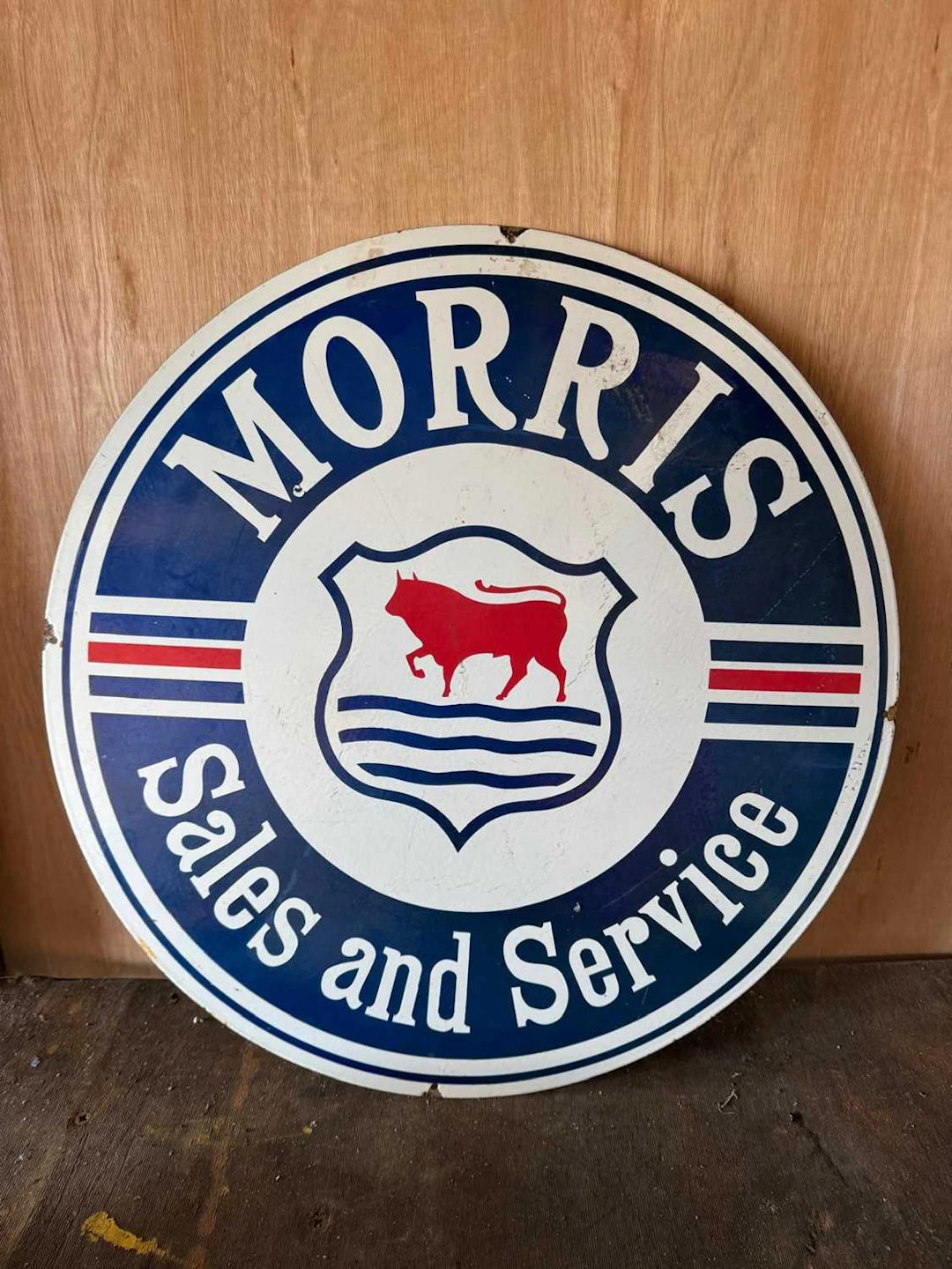 MORRIS ENAMEL REPRO SIGN 30" DIA