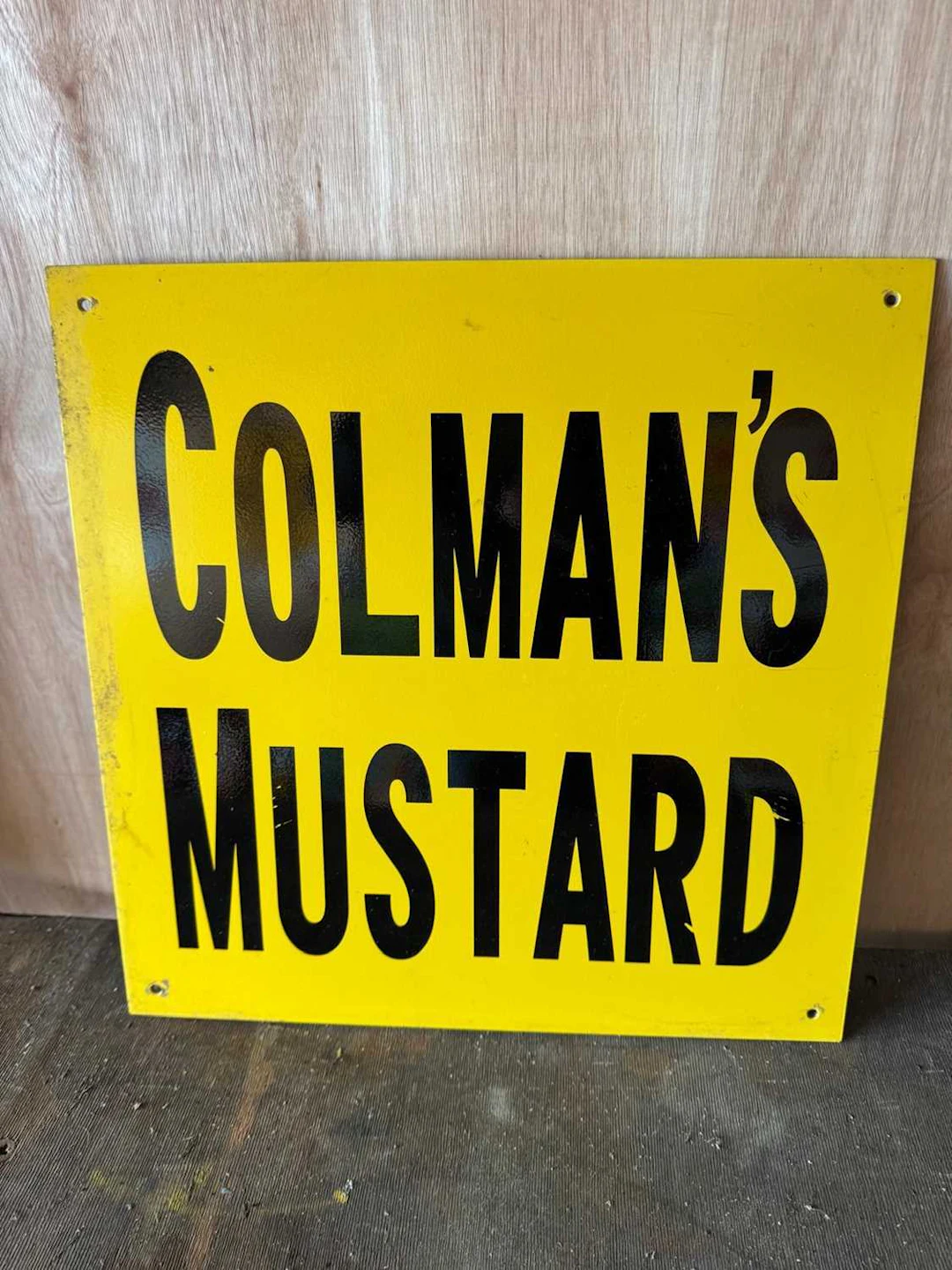 COLMAN'S MUSTARD PAINTED REPRO SIGN 18" X 18"