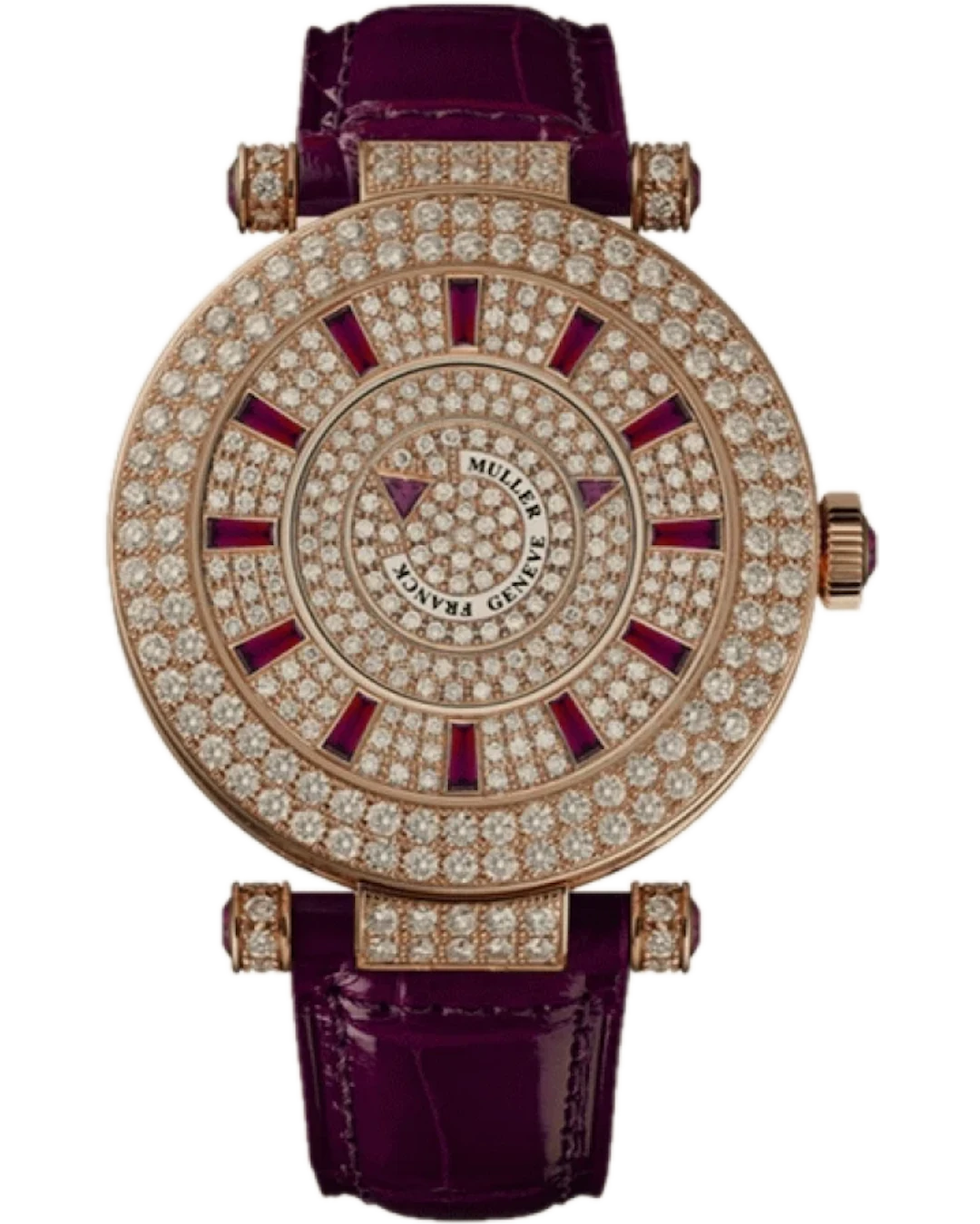 Franck Muller Ronde Double Mystery Rose Gold Diamond and Ruby Ladies Watch