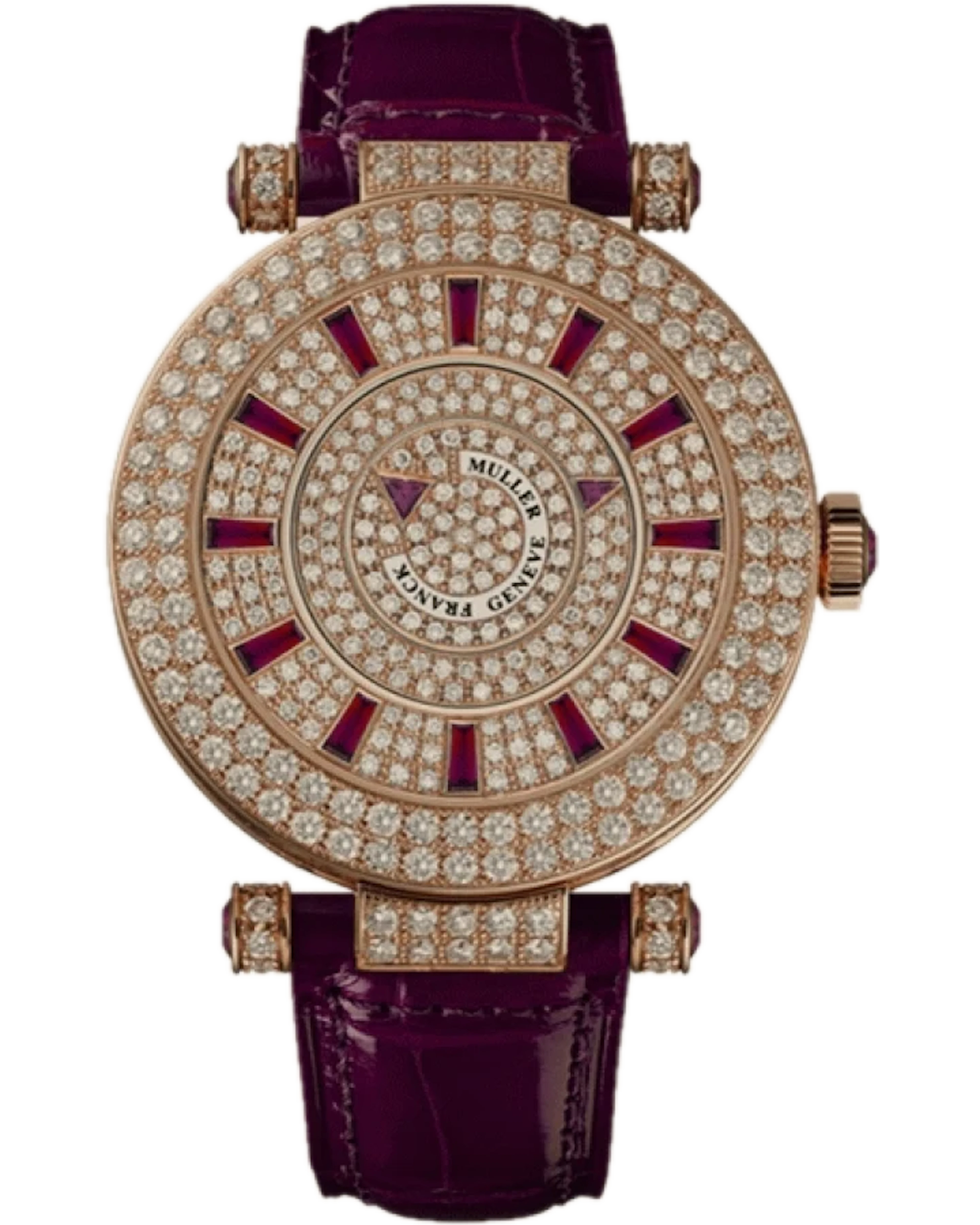 Franck Muller Ronde Double Mystery Rose Gold Diamond and Ruby Ladies Watch