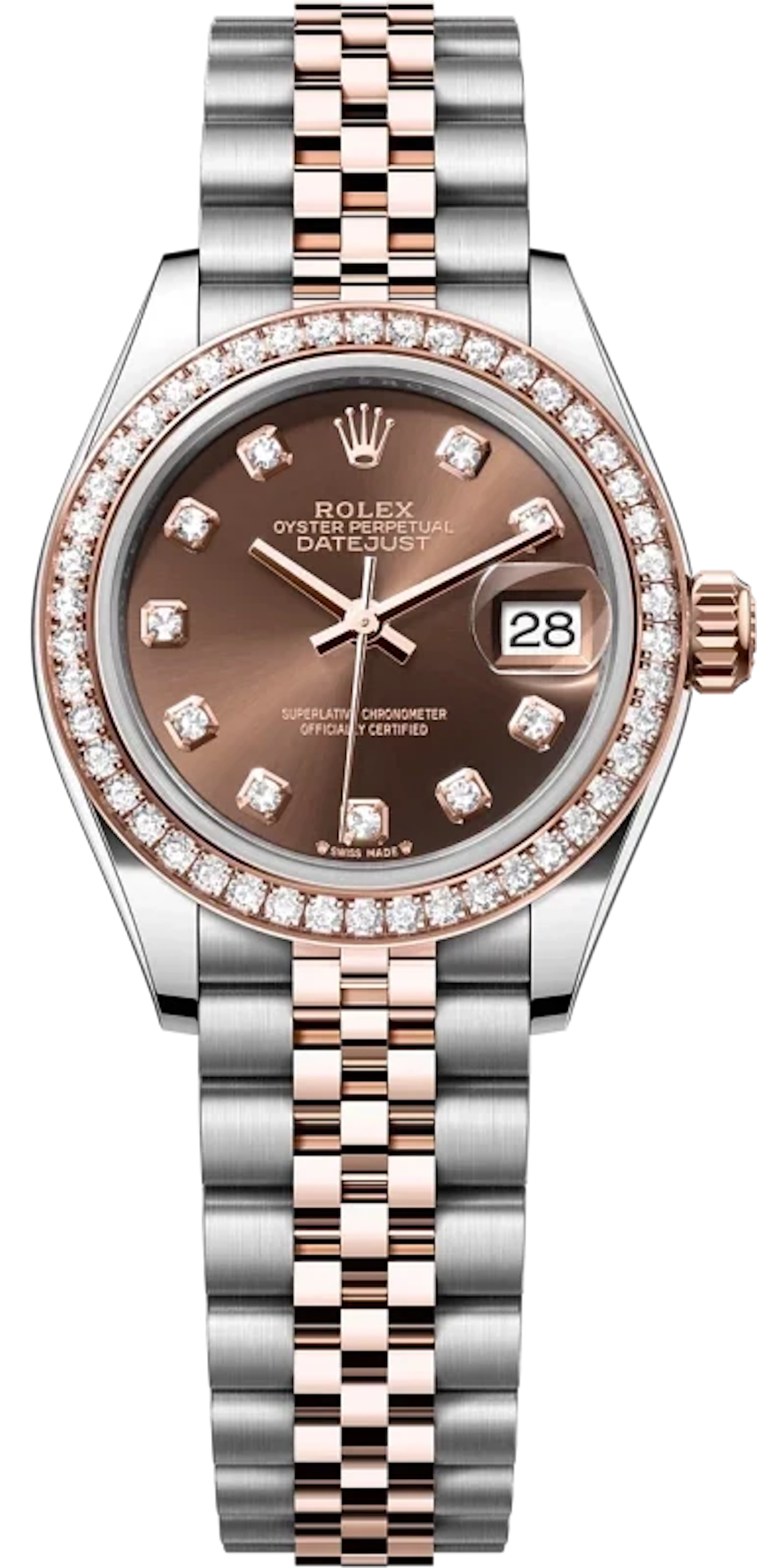 Rolex Datejust 28 Stainless Steel & 18k Everose Gold Ladies Watch