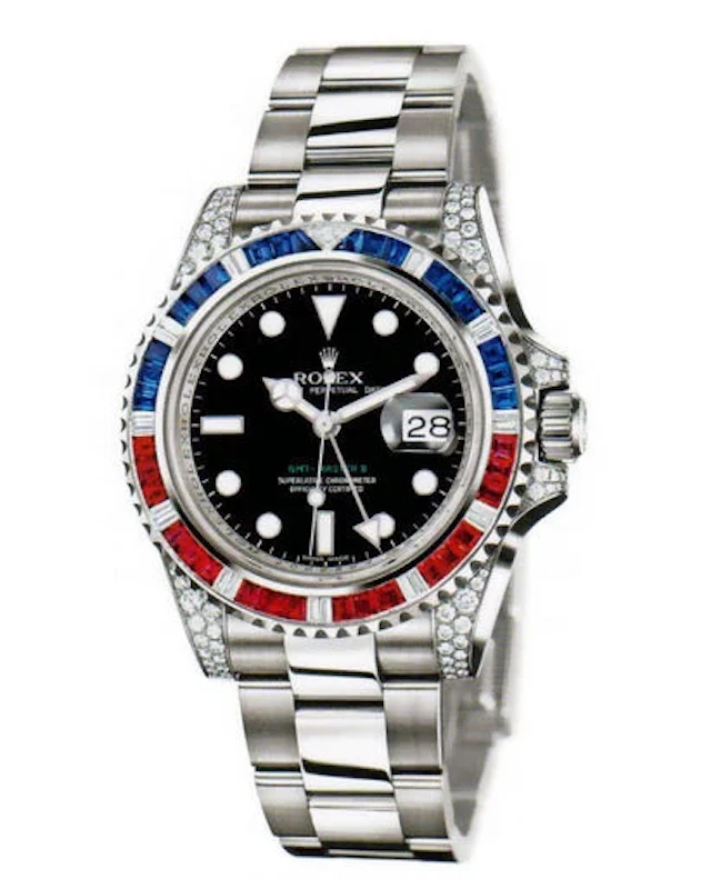 Rolex GMT-Master II GMT 18K White Gold & Diamonds & Rubys & Sapphires