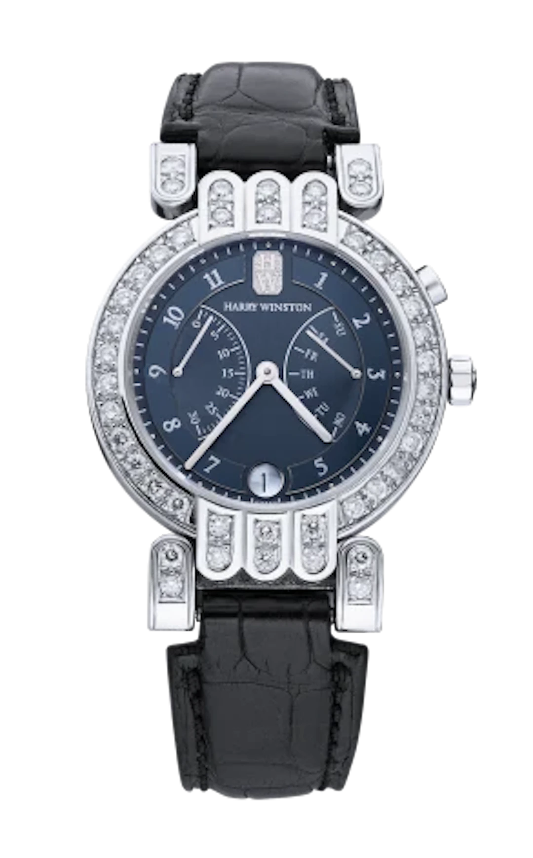 Harry Winston Excenter Bi Retrograde 18K White Gold & Diamonds Lady's Watch