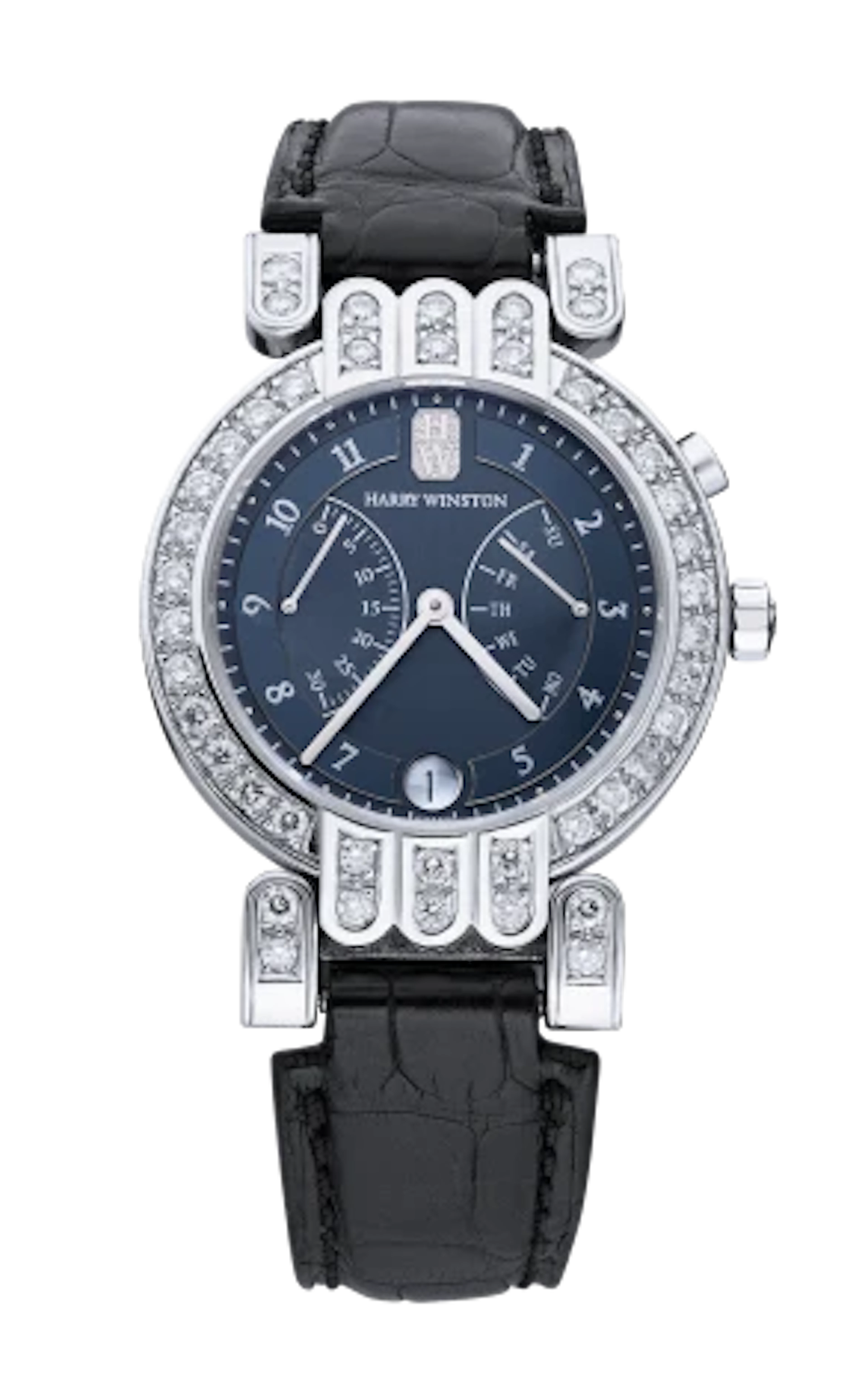 Harry Winston Excenter Bi Retrograde 18K White Gold & Diamonds Lady's Watch