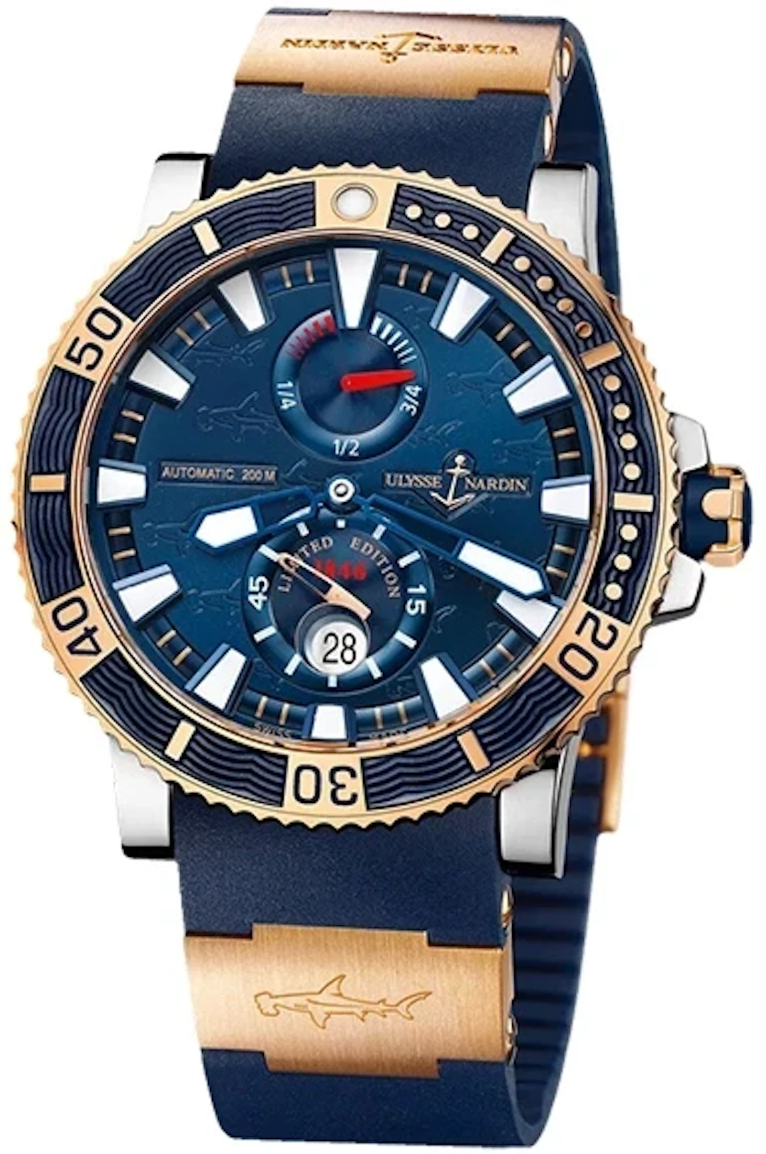 Ulysse Nardin Maxi Marine Diver Hammerhead Shark 18K Rose Gold & Titanium