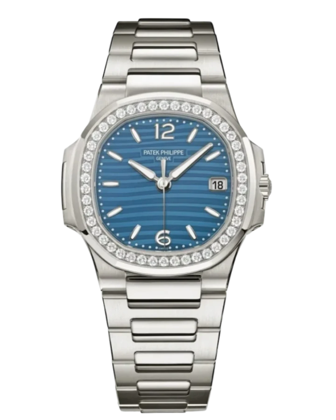 Patek Philippe Nautilus 32 mm 18K White Gold Diamond Bezel Women’s Watch