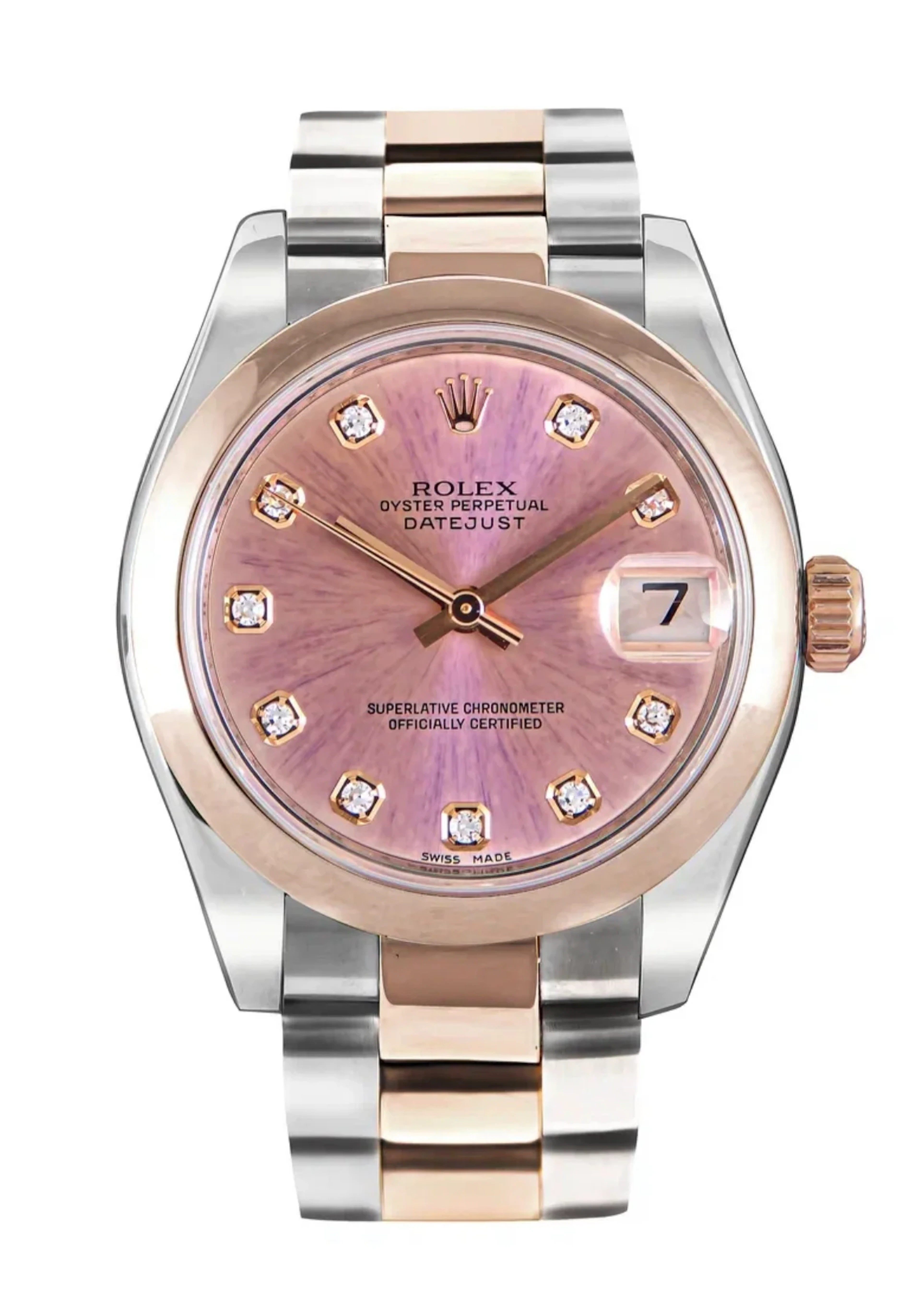 Rolex Datejust Stainless Steel & 18K Rose Gold & Diamonds Lady's Watch
