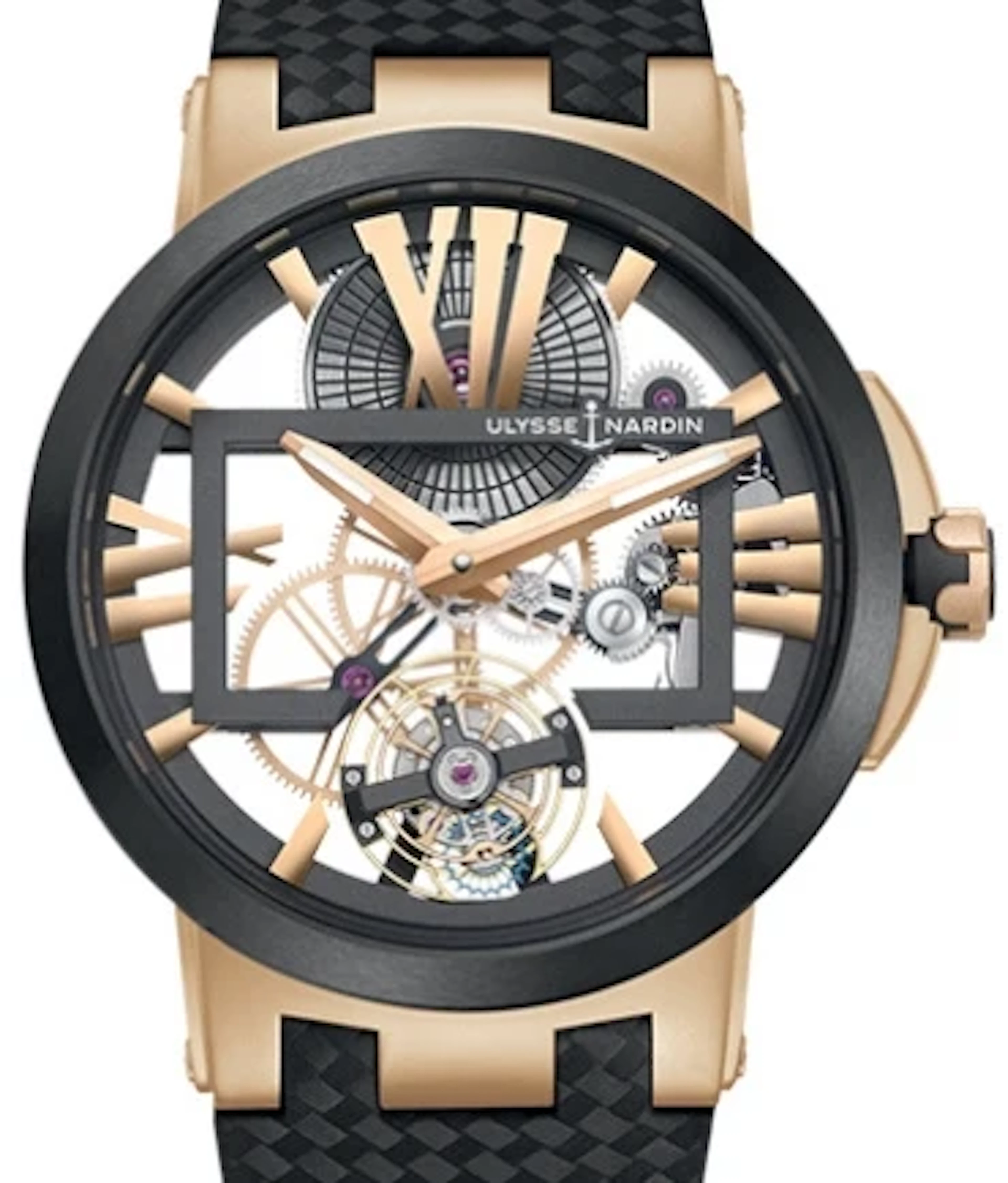 Ulysse Nardin Executive Skeleton Tourbillon 18K Rose Gold & Ceramic Men's Watch
